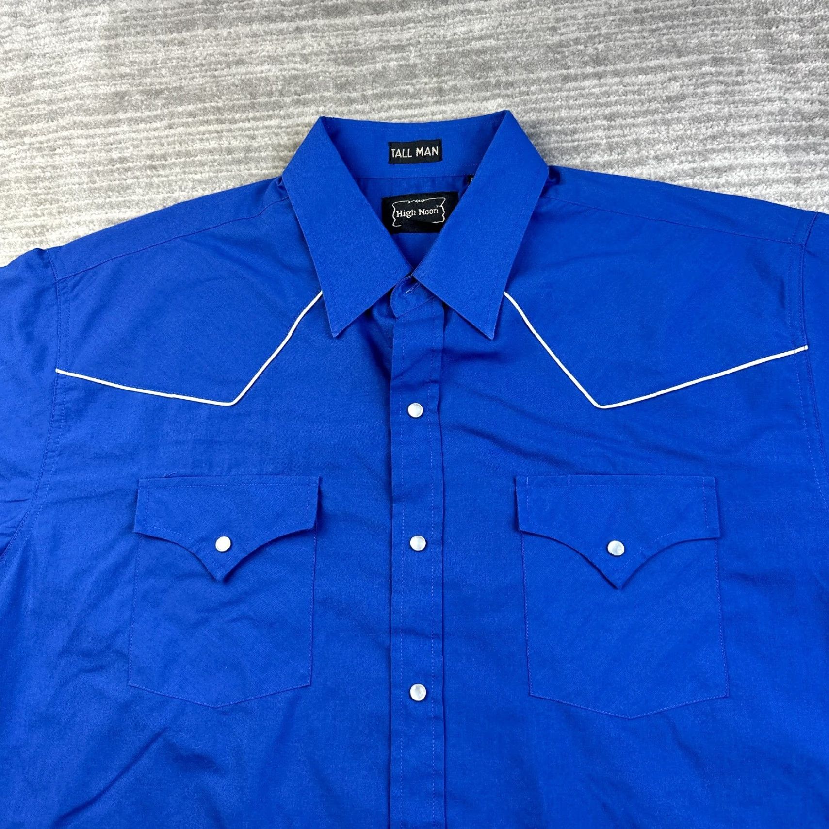 Vintage High Noon Shirt Mens LT Large Tall Blue Western Pearl Snap Rancher Size US L / EU 52-54 / 3 - 3 Thumbnail