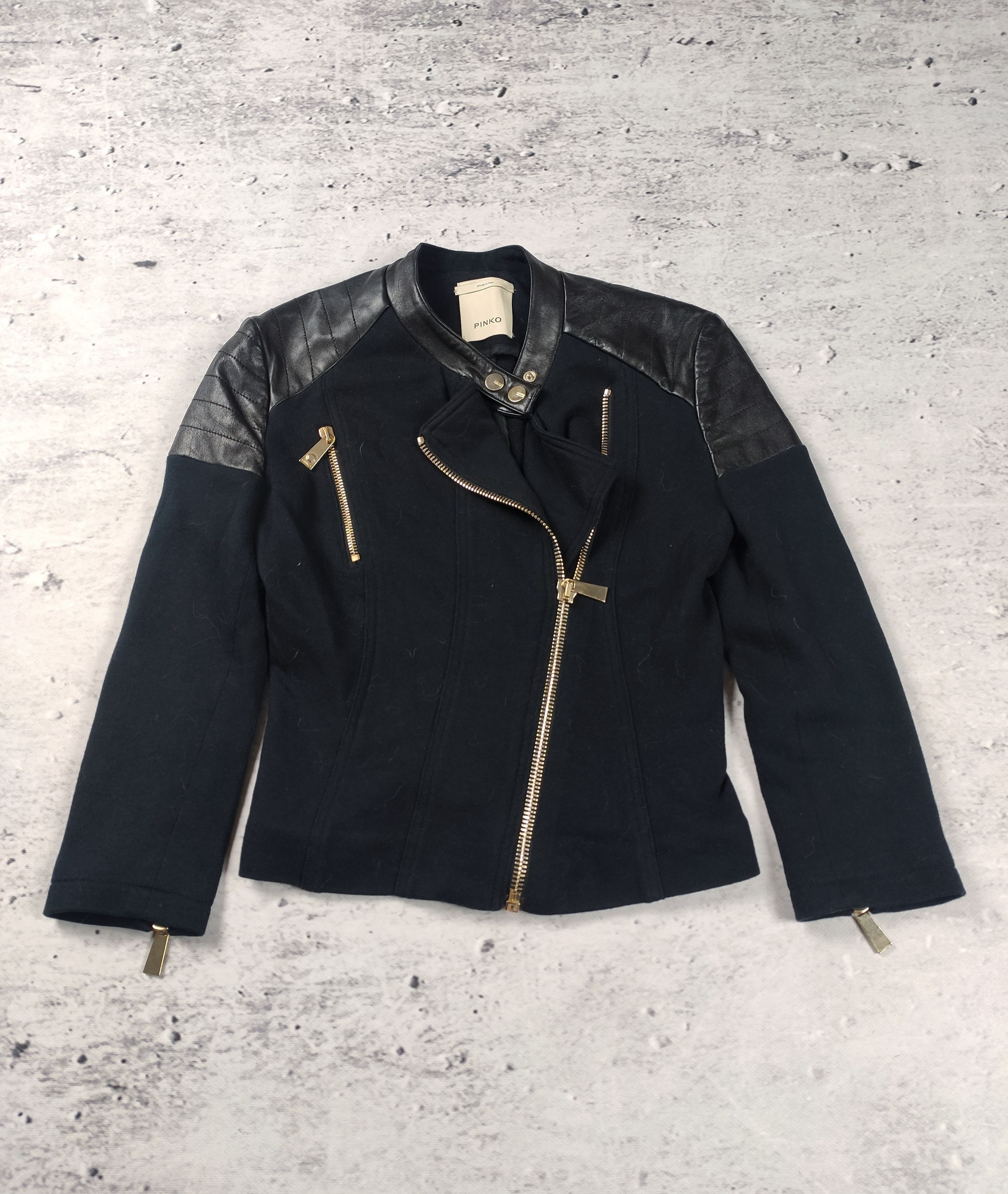 Pinko Pinko biker women leather jacket Size S / US 4 / IT 40 - 1 Thumbnail