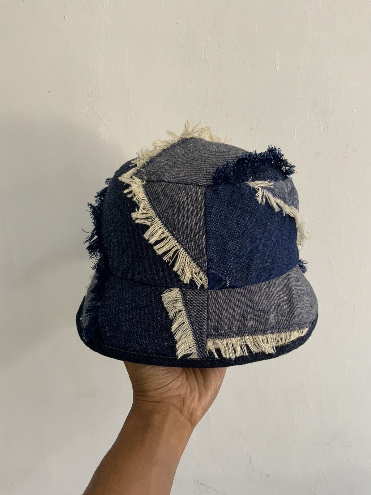 If Six Was Nine Denim Patchwork Distressed by Zero Quater Indigo Hat Size ONE SIZE - 2 Thumbnail