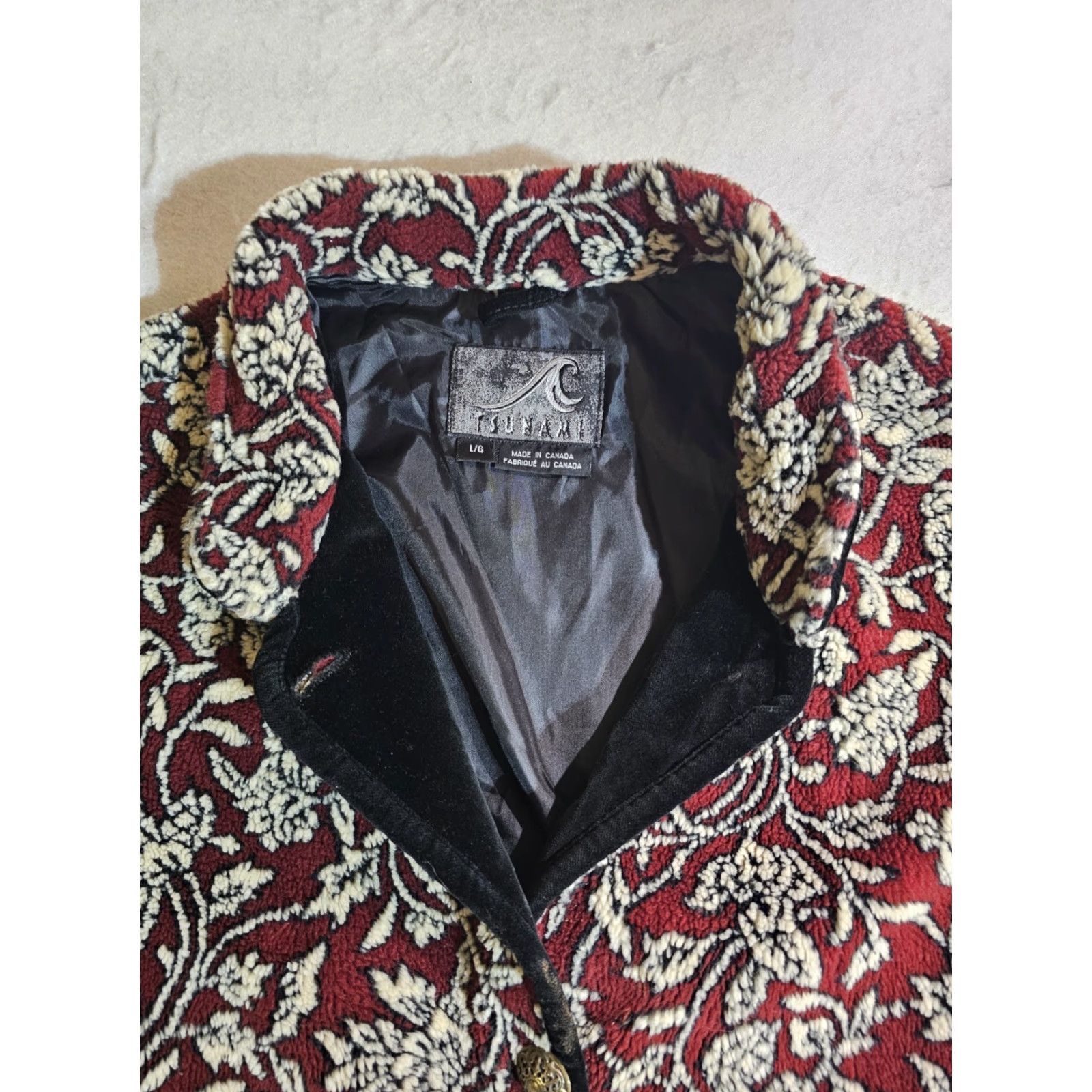 Vintage VINTAGE Tsunami Red Floral Design Fleece Jacket Womens Size Large Cardigan Mock Neck Long Sleeve Size L / US 10 / IT 46 - 3 Thumbnail