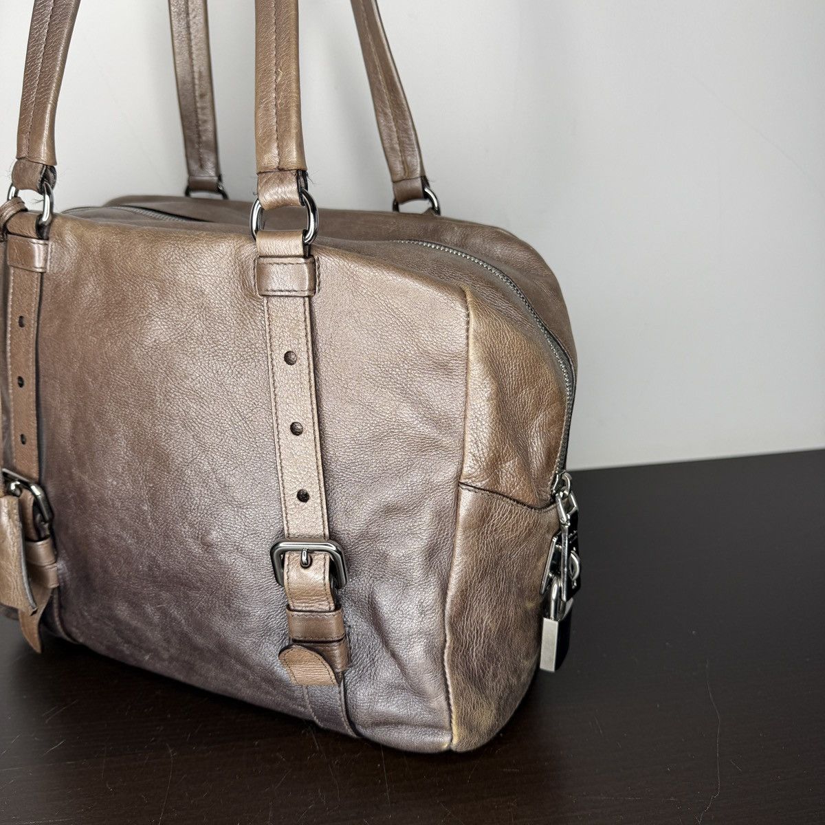 Prada Prada Milano Shoulder Handle Bag Brown Leather with Padlock Size ONE SIZE - 6 Thumbnail