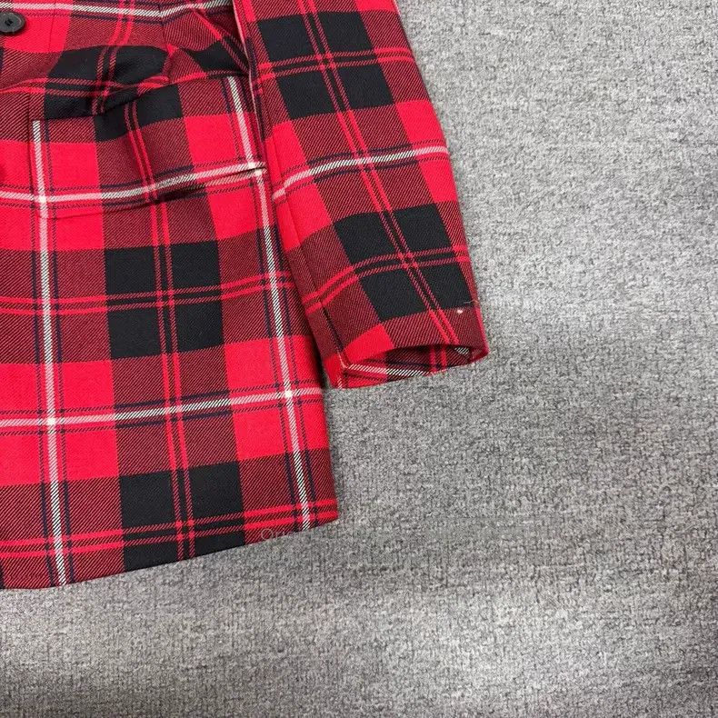 Balenciaga Balenciaga Red and Black Plaid Wool Hourglass Blazer Size XXS / US 00 / IT 34 - 4 Thumbnail