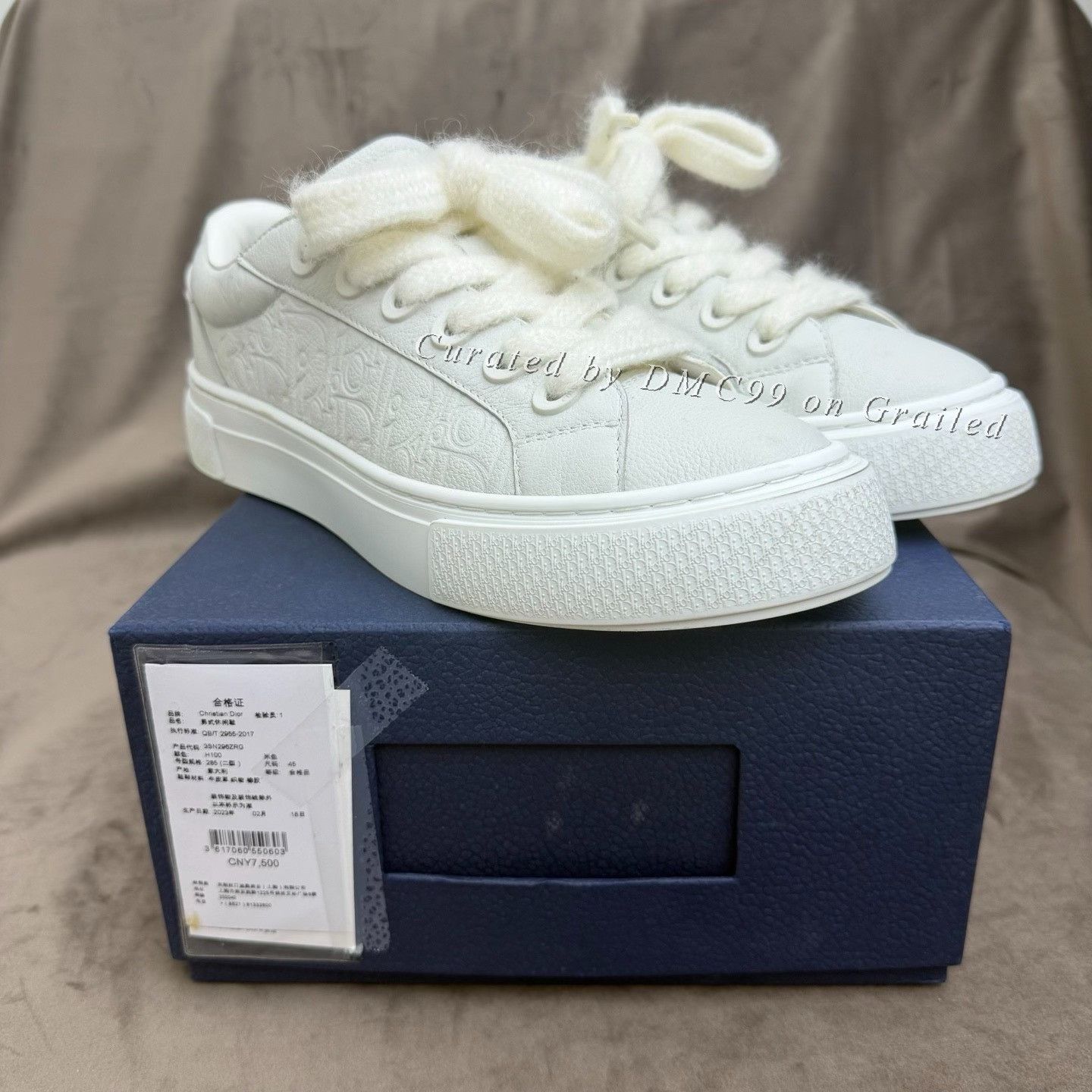 Dior B33 White Logo Print Sneakers