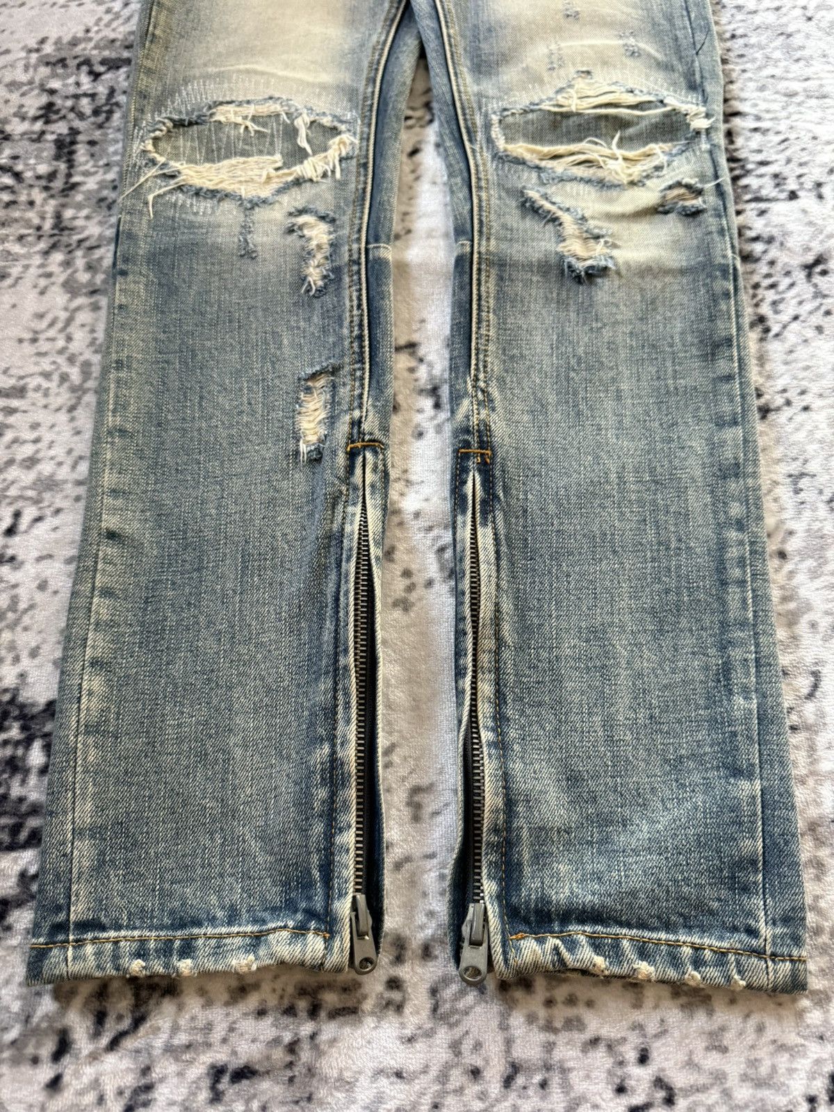 Japanese Brand Mnml Boro Distressed Repaired Skinny Jeans Size US 30 / EU 46 - 4 Thumbnail
