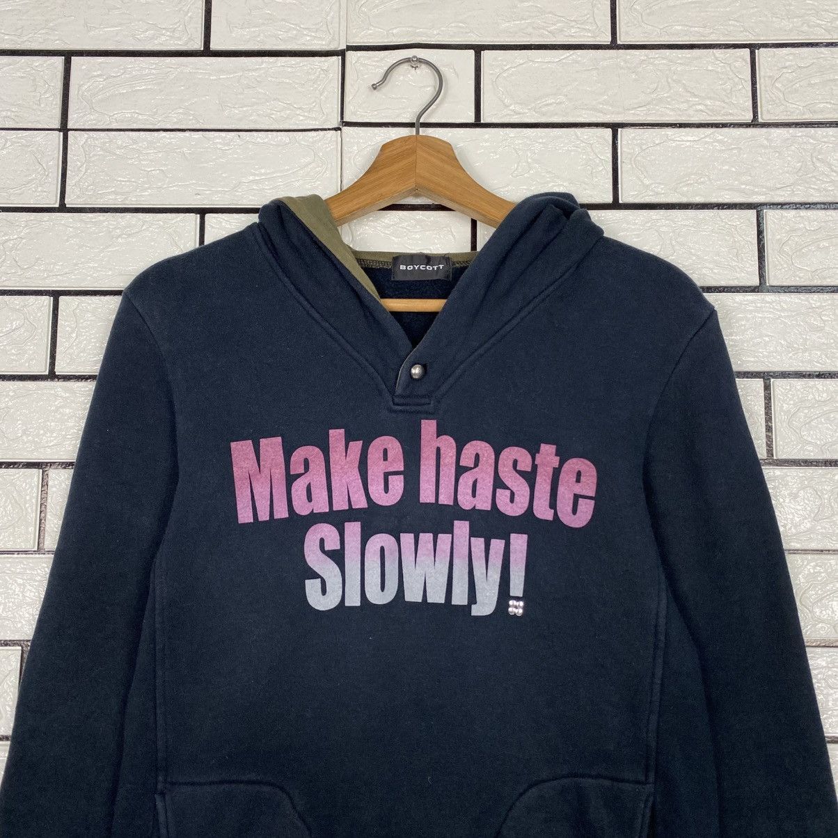 Japanese Brand 📌Vintage Hoodie Pull Over Boycott Big Logo Size US M / EU 48-50 / 2 - 14 Thumbnail