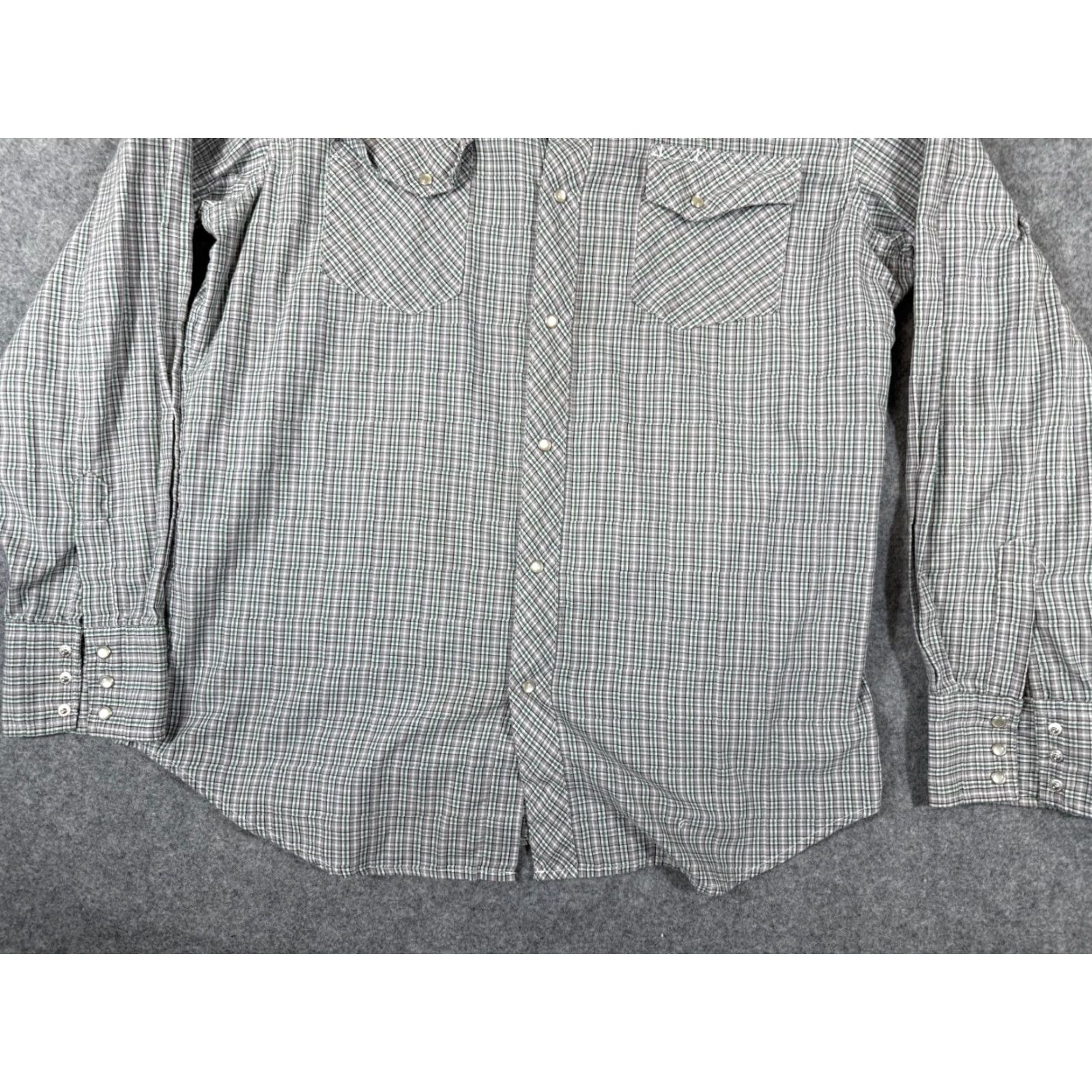 Wrangler Wrangler Wrancher Western Shirt Mens L Green Gray Plaid Pearl Snap Front Cowboy Size US L / EU 52-54 / 3 - 4 Thumbnail