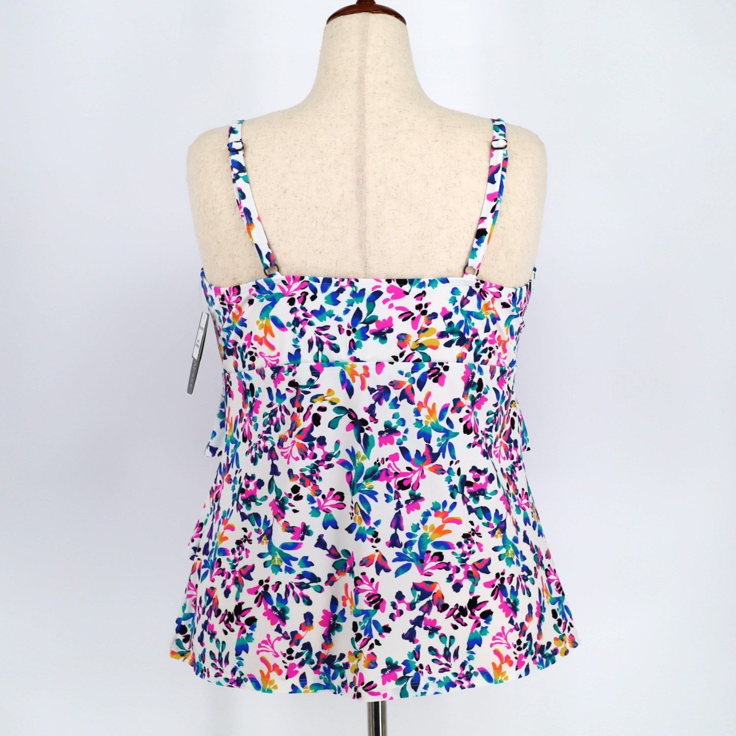 The Unbranded Brand Island Escape Multi Floral Ruffle Swim Tankini Top Plus 20W Size ONE SIZE - 3 Thumbnail