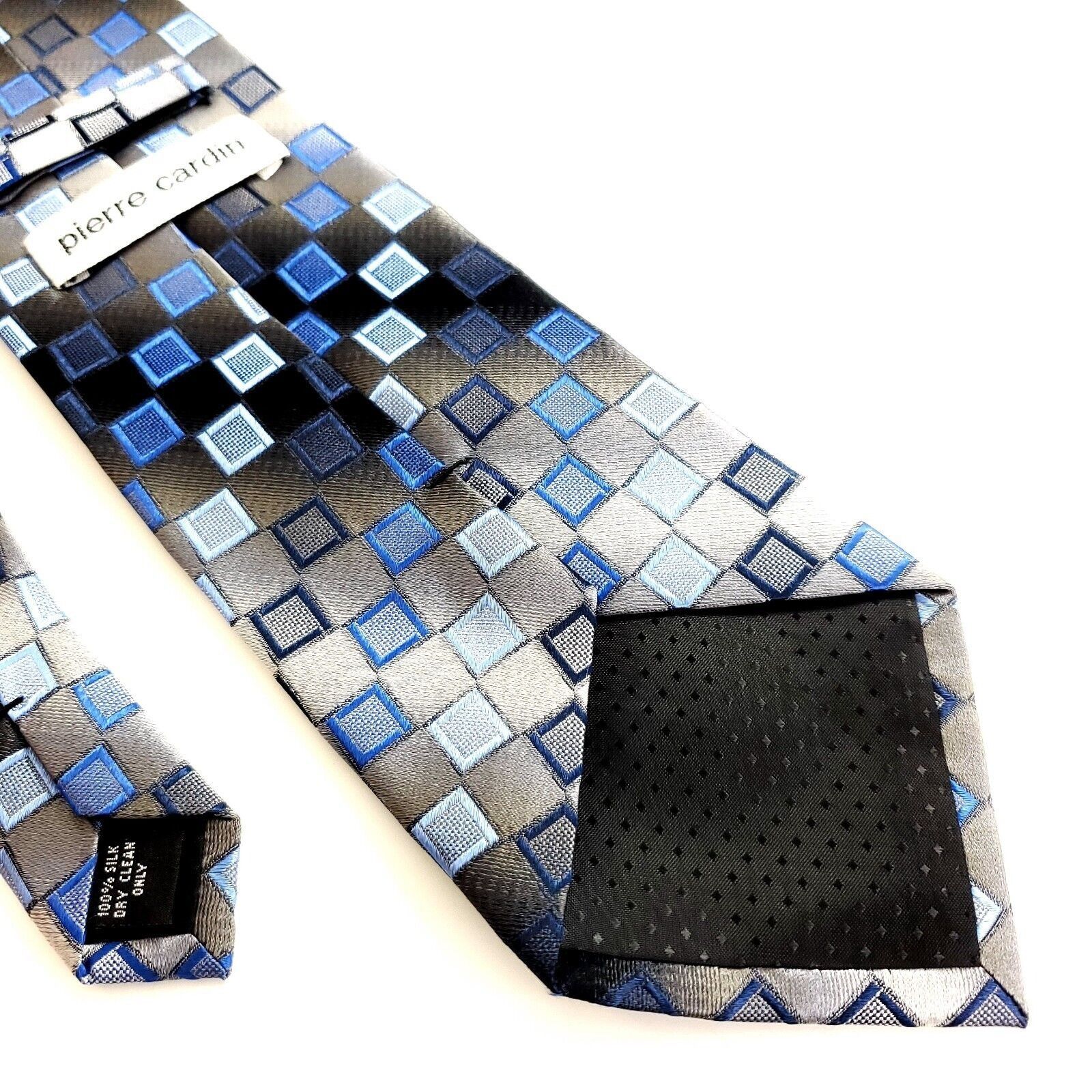 Pierre Cardin Pierre Cardin Beige Blue Woven Geometric Wide Silk Tie Size ONE SIZE - 5 Thumbnail