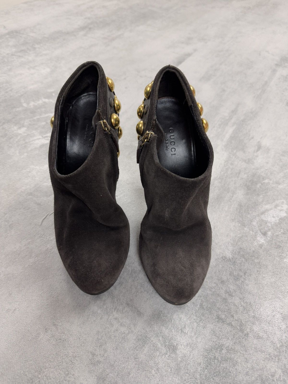 Gucci Gucci Suede Heels Leather Brown Studded Shoes 208394 Size US 6 / IT 36 - 13 Thumbnail