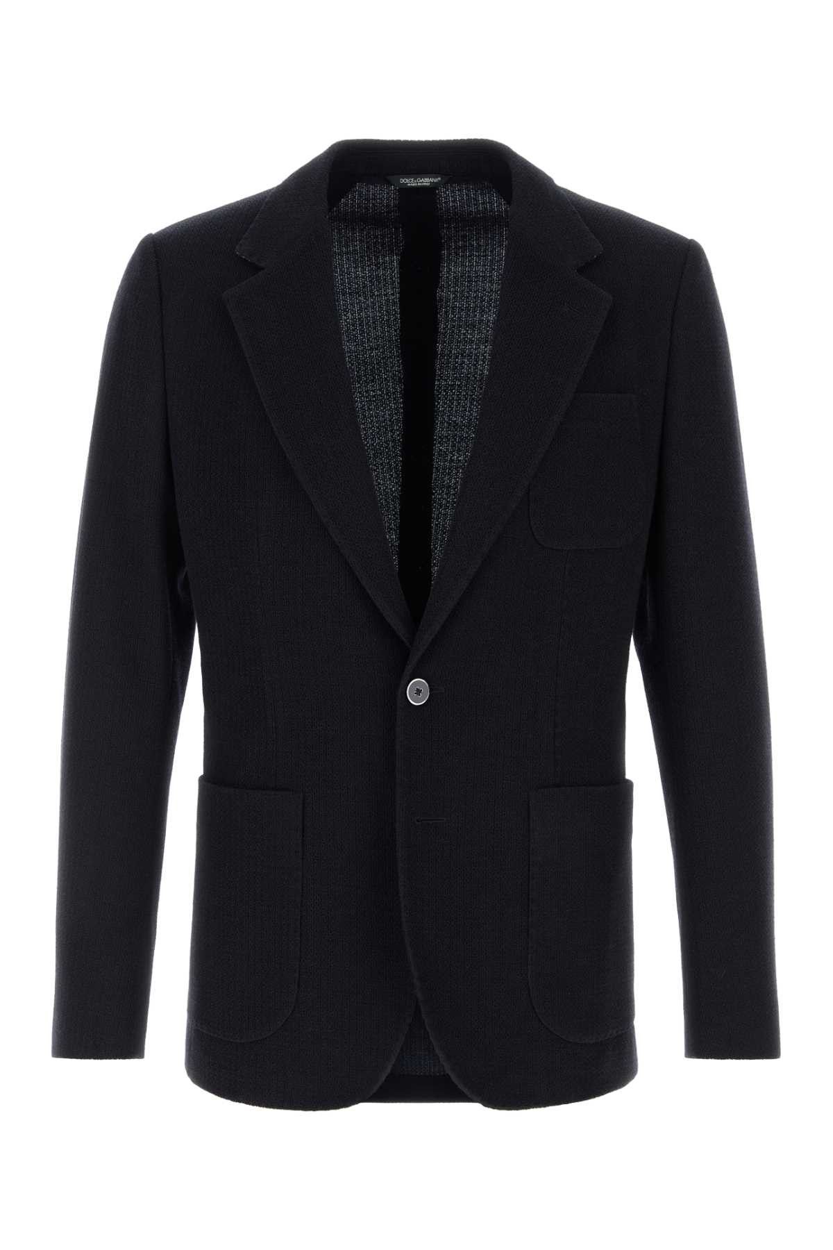 Dolce & Gabbana Dark Blue Wool Blend Blazer Size US XL / EU 56 / 4 - 1 Thumbnail