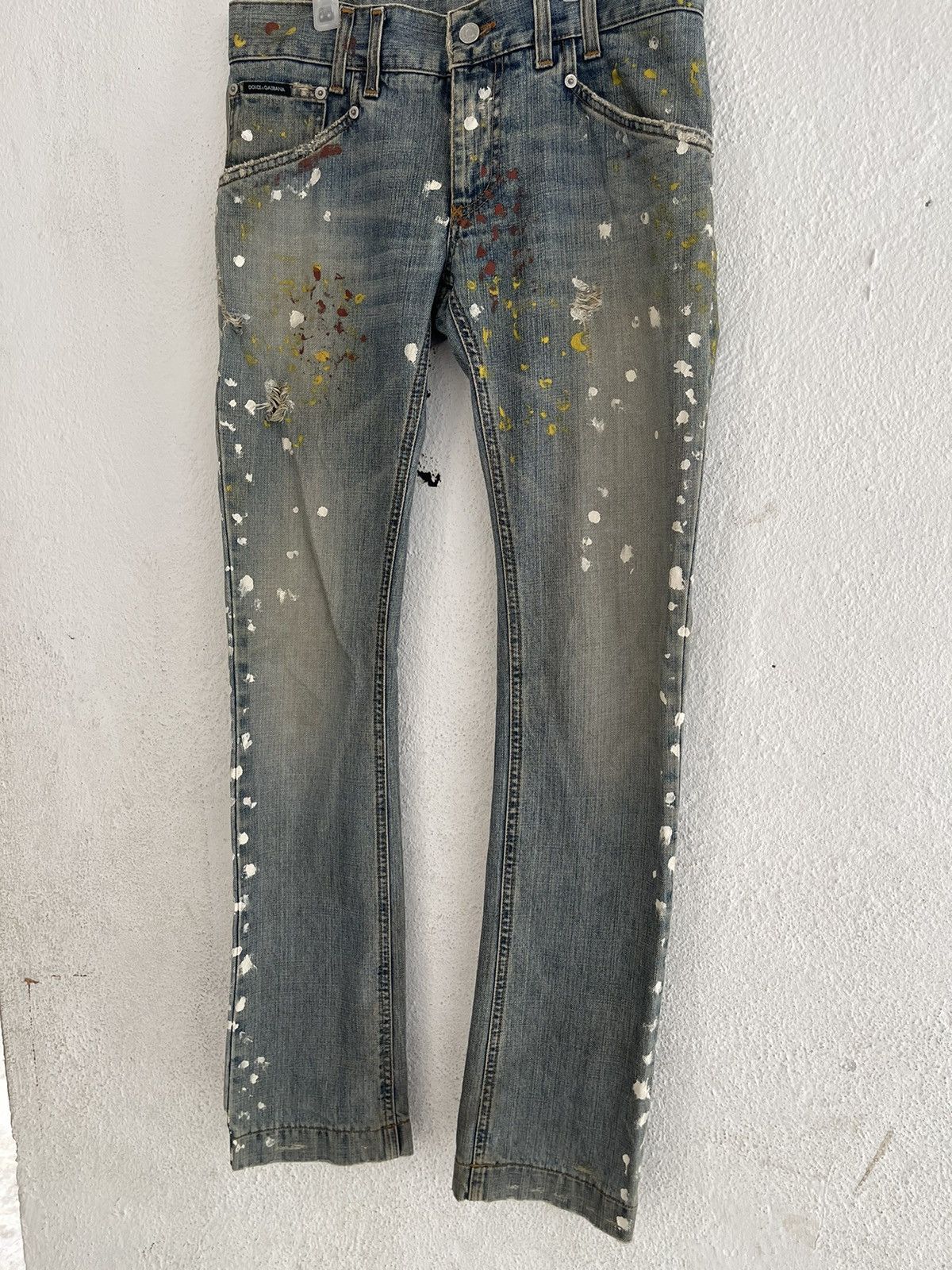 Dolce & Gabbana Dolce Gabbana Metal Logo Plate Paint Denim Pants Size US 34 / EU 50 - 3 Thumbnail