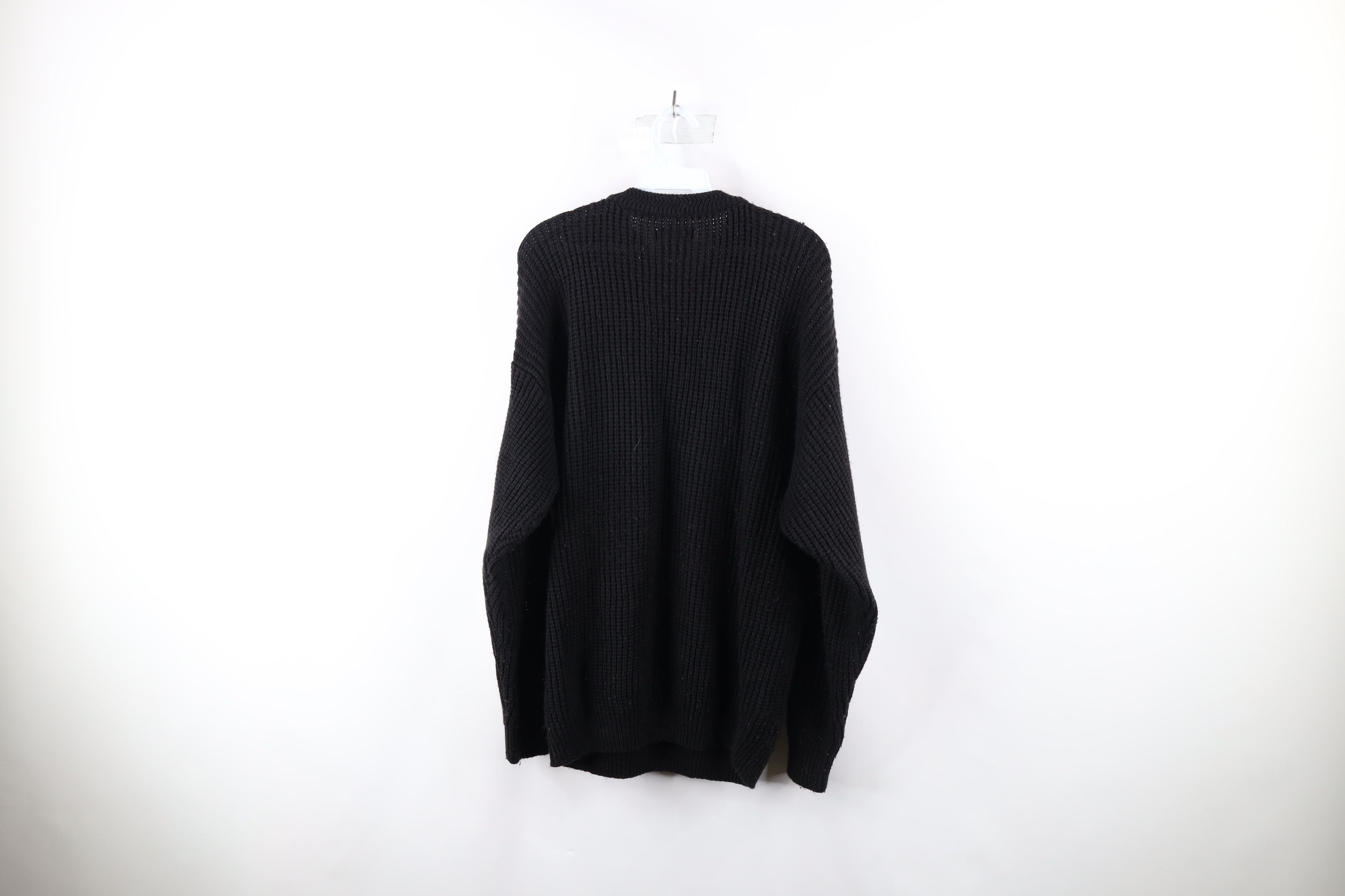 Other Vintage 90s Streetwear Chunky Ribbed Knit Sweater Black Size US L / EU 52-54 / 3 - 5 Thumbnail