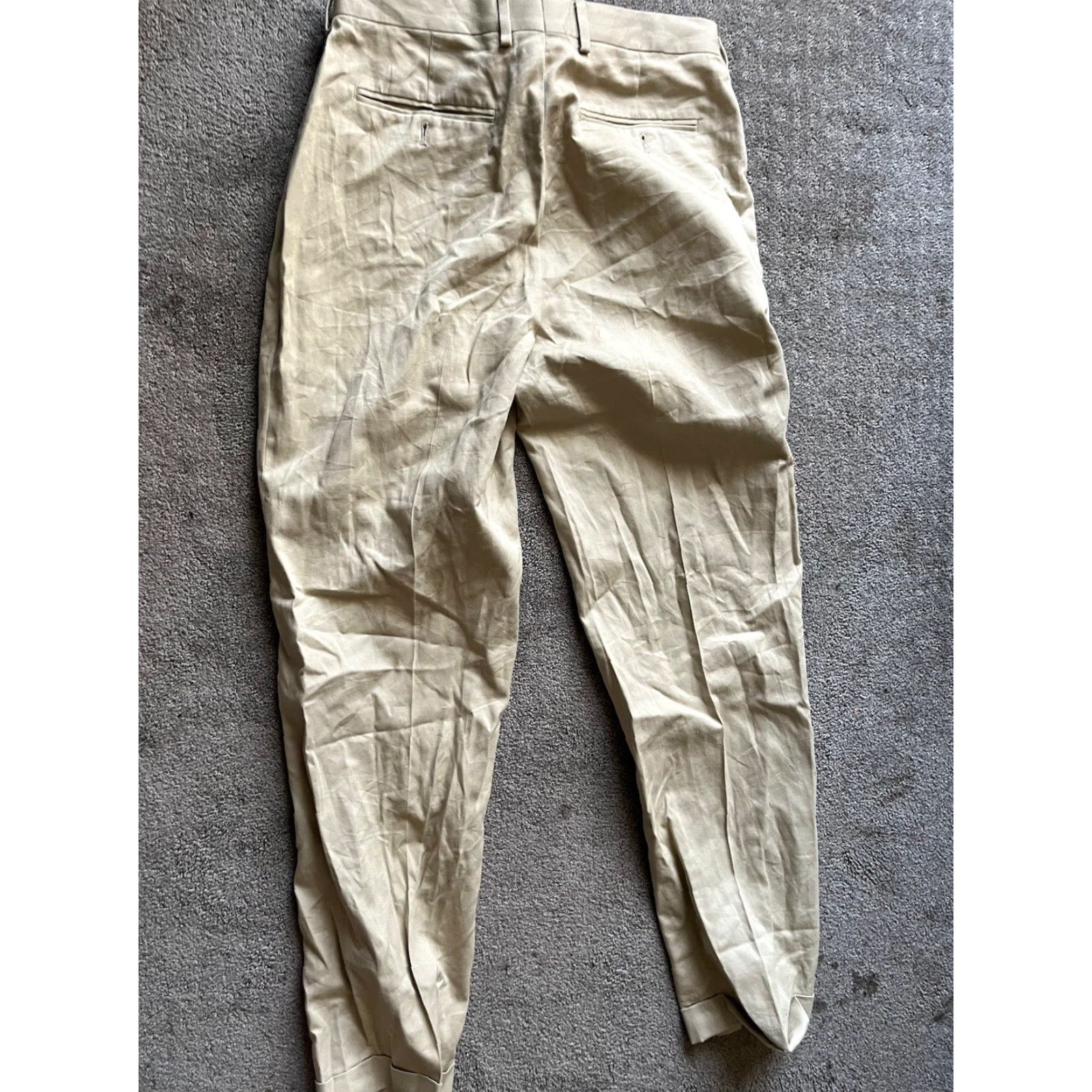 Perry Ellis Perry Ellis Pants Men's 34x32 Beige Cotton Blend Flat Front Chino Straight Waist 34 Inseam 32 Casual Workwear Bagged Shirt? Size US 34 / EU 50 - 3 Thumbnail