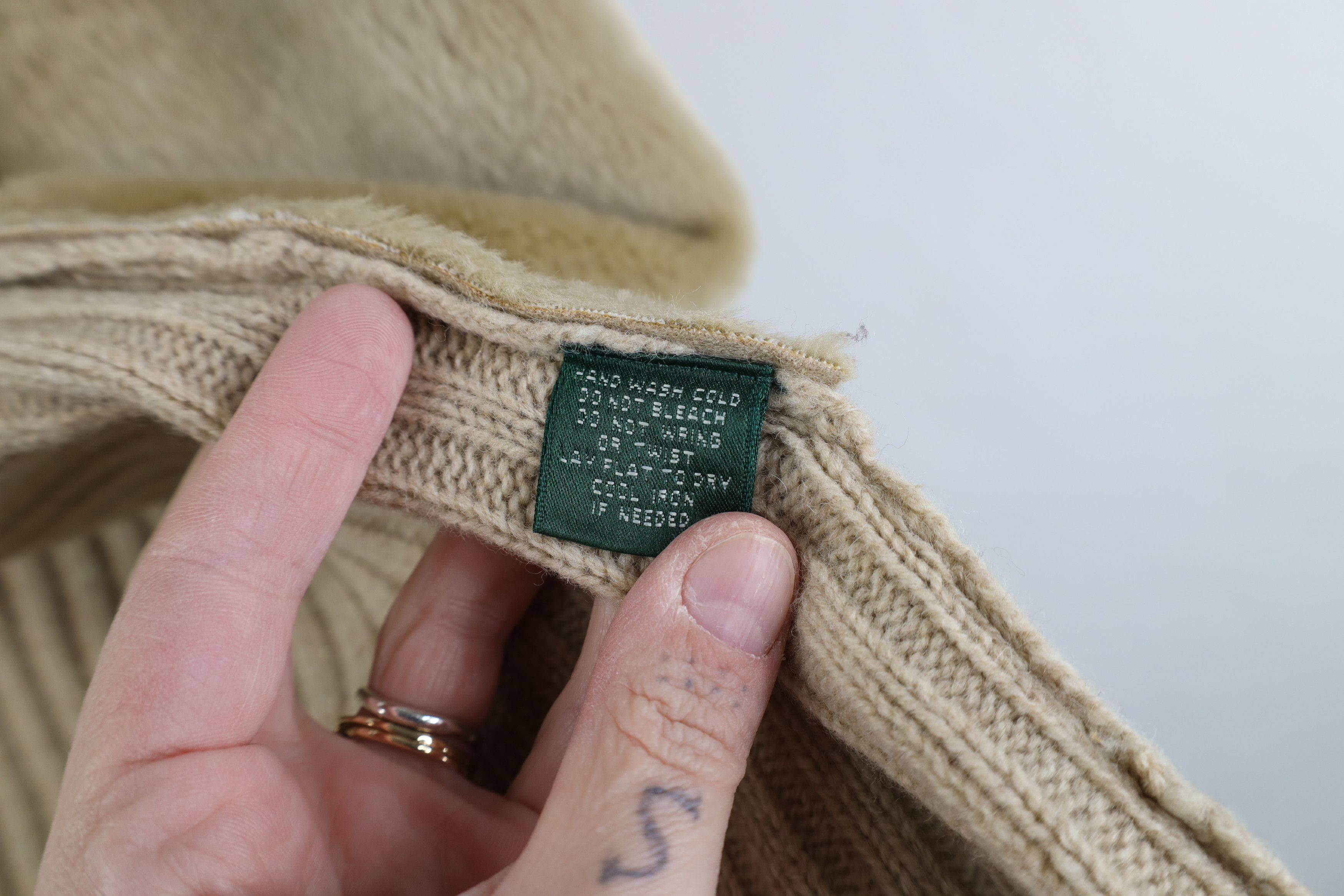 Ralph Lauren Vintage 90s Ralph Lauren Microfiber Sweater Jacket Beige Size XL / US 12-14 / IT 48-50 - 10 Thumbnail