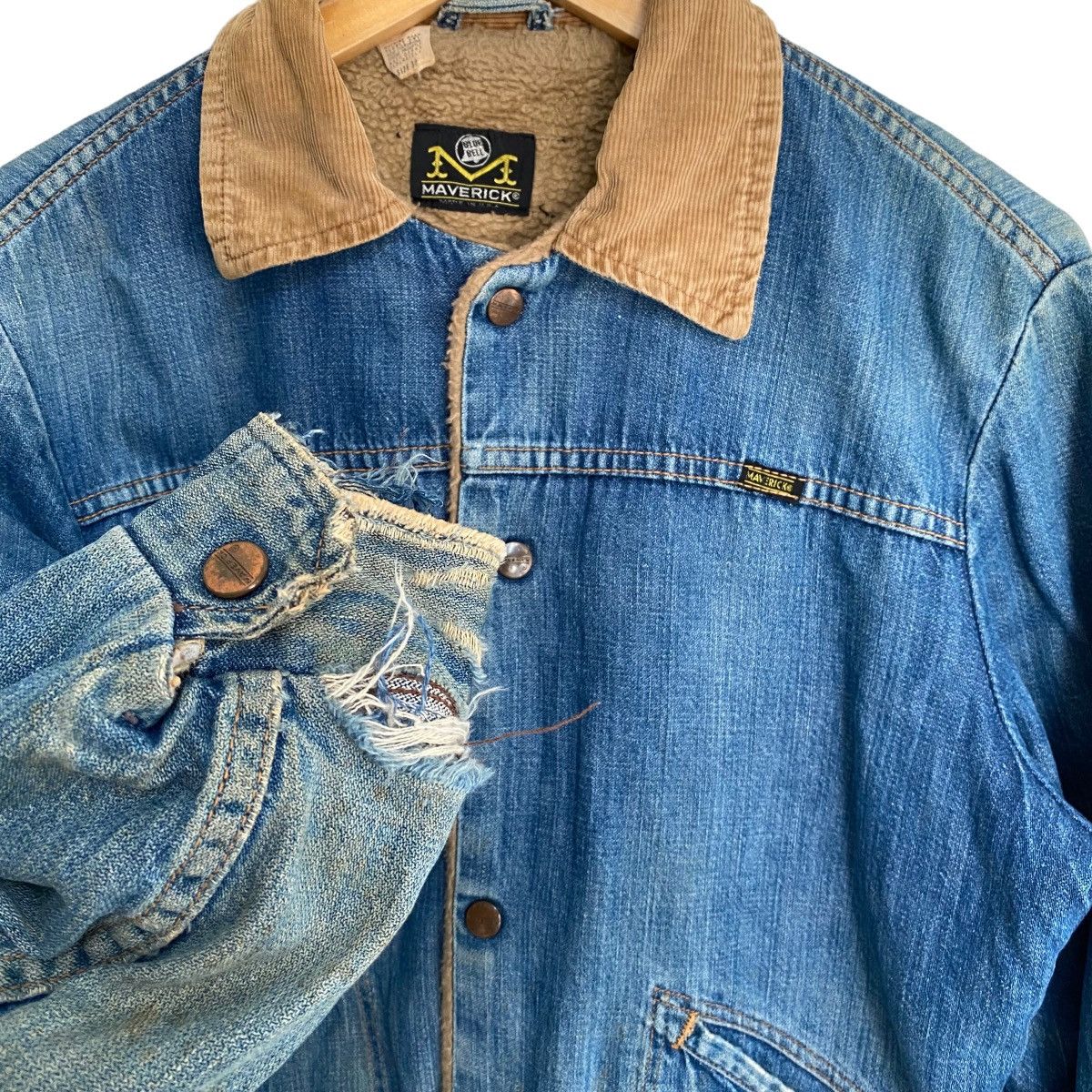 Vintage Vintage 70s Mavericks Blue Bell Denim Sherpa Jacket Size US M / EU 48-50 / 2 - 1 Thumbnail