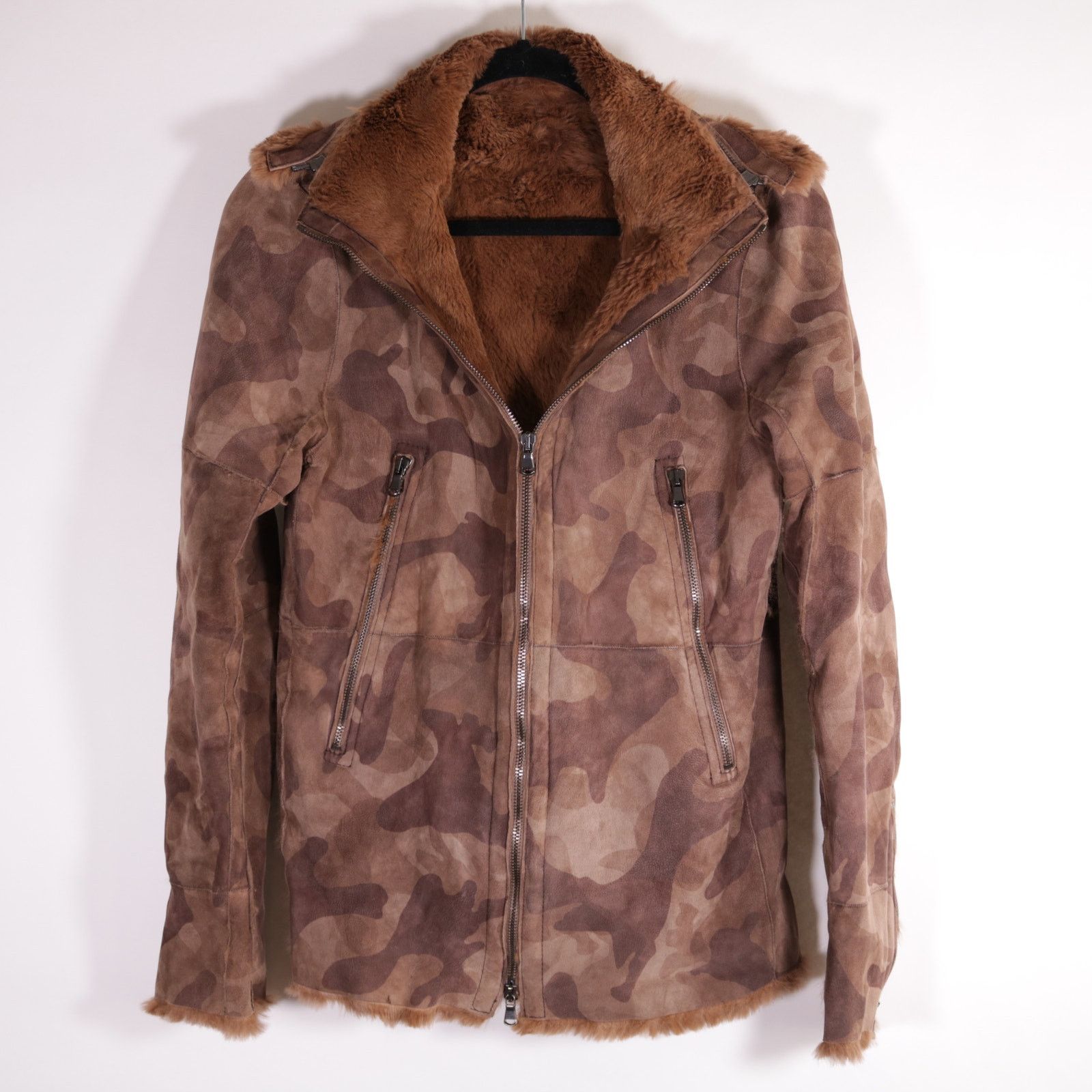Drome Drome Suede Leather Fur Lined Camo Hooded Jacket XS Size US XS / EU 42 / 0 - 11 Thumbnail