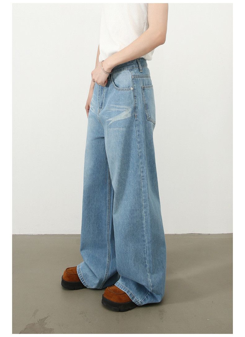 Japanese Brand American washed men's loose straigh whiskered blue jeans Size US 32 / EU 48 - 4 Thumbnail