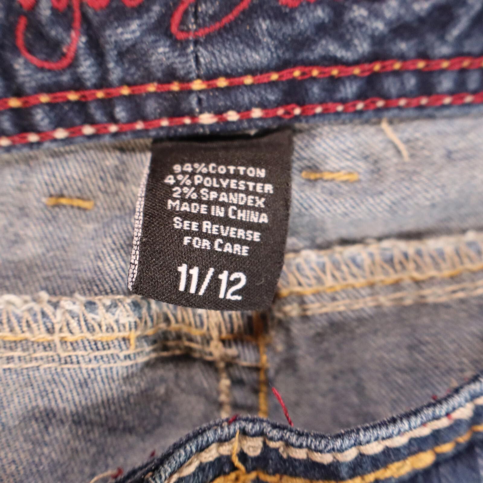 Designer Ariya jeans womens 11/12 blue denim embroidered stretch dist Size 34" / US 12 / IT 48 - 5 Thumbnail