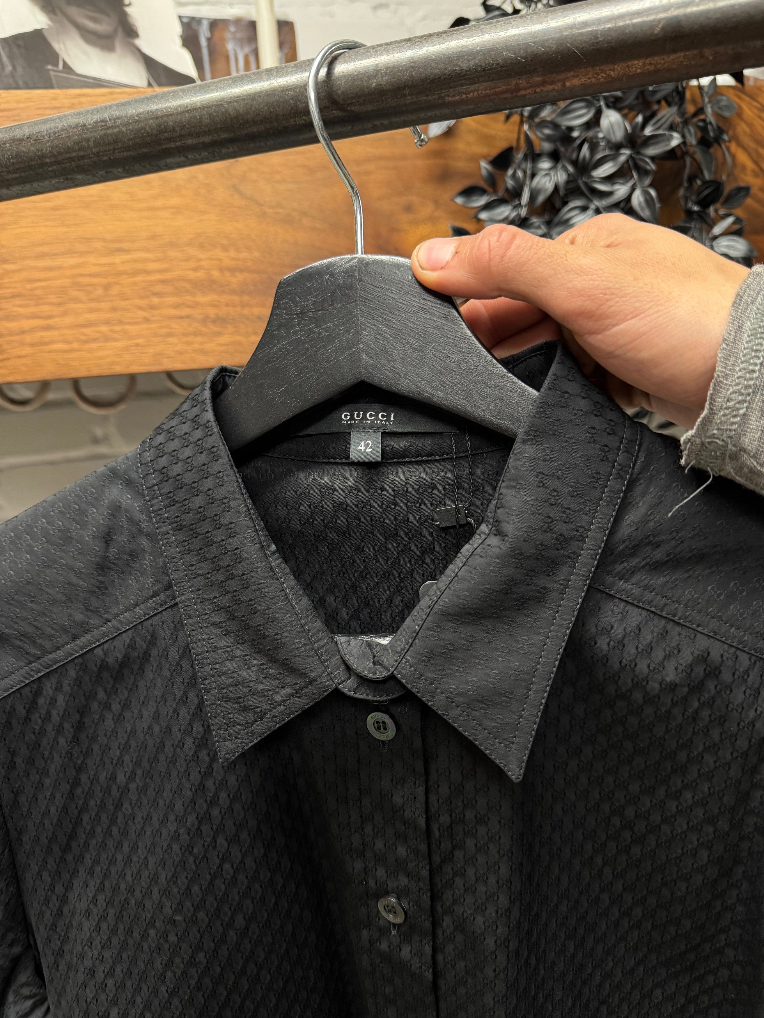 Gucci SS2009 Gucci ‘Micro Monogram’ Black Button Up Shirt Size US S / EU 44-46 / 1 - 3 Thumbnail