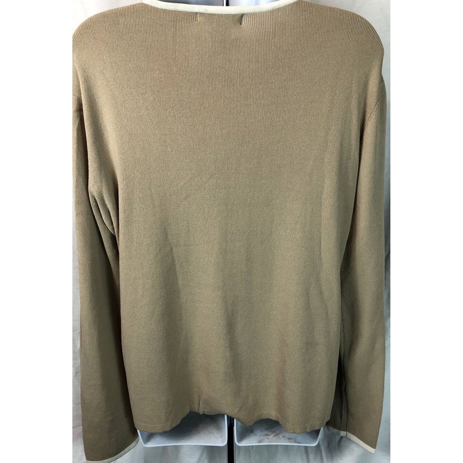 Vintage John Paul Richard Cardigan Sweater M Tan Rayon Knit Long Sleeve Cottage Boho Size M / US 6-8 / IT 42-44 - 3 Thumbnail