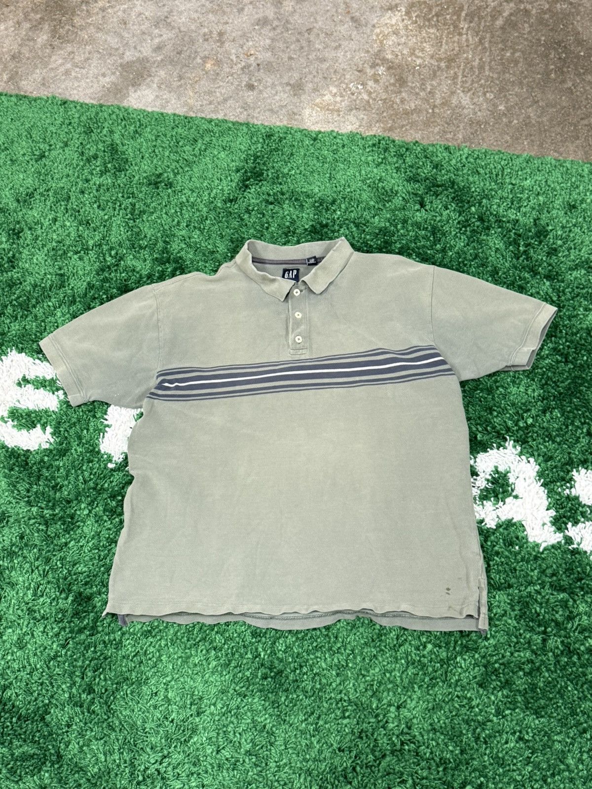Gap Vintage Gap Striped Polo Shirt Large Olive Green L Size US L / EU 52-54 / 3 - 1 Thumbnail