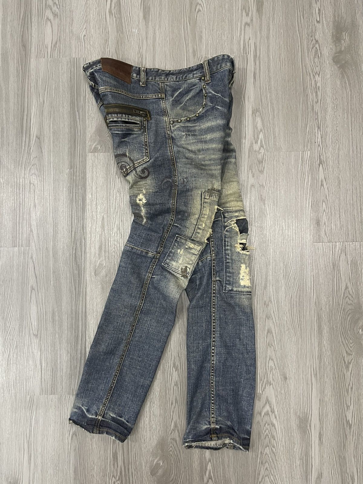 Boro studded Distressed Global Work denim