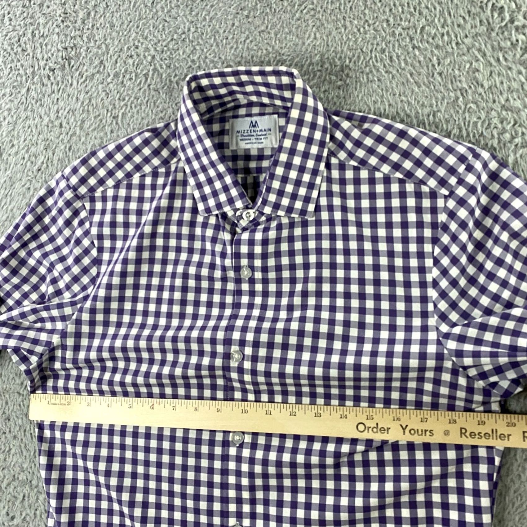 Mizzen+Main Mizzen+Main Shirt Mens M Trim Fit Performance Stretch Button Up Leeward Check Size US M / EU 48-50 / 2 - 6 Thumbnail
