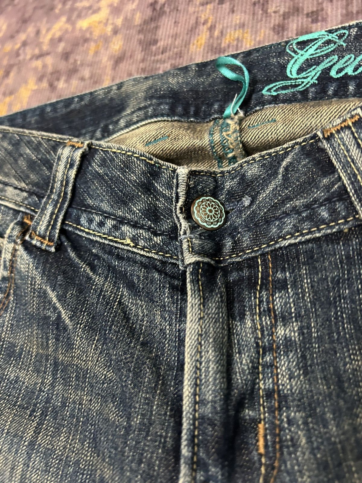 Japanese Brand Georgia Love Mud Wash Flare Pants Size US 30 / EU 46 - 10 Thumbnail
