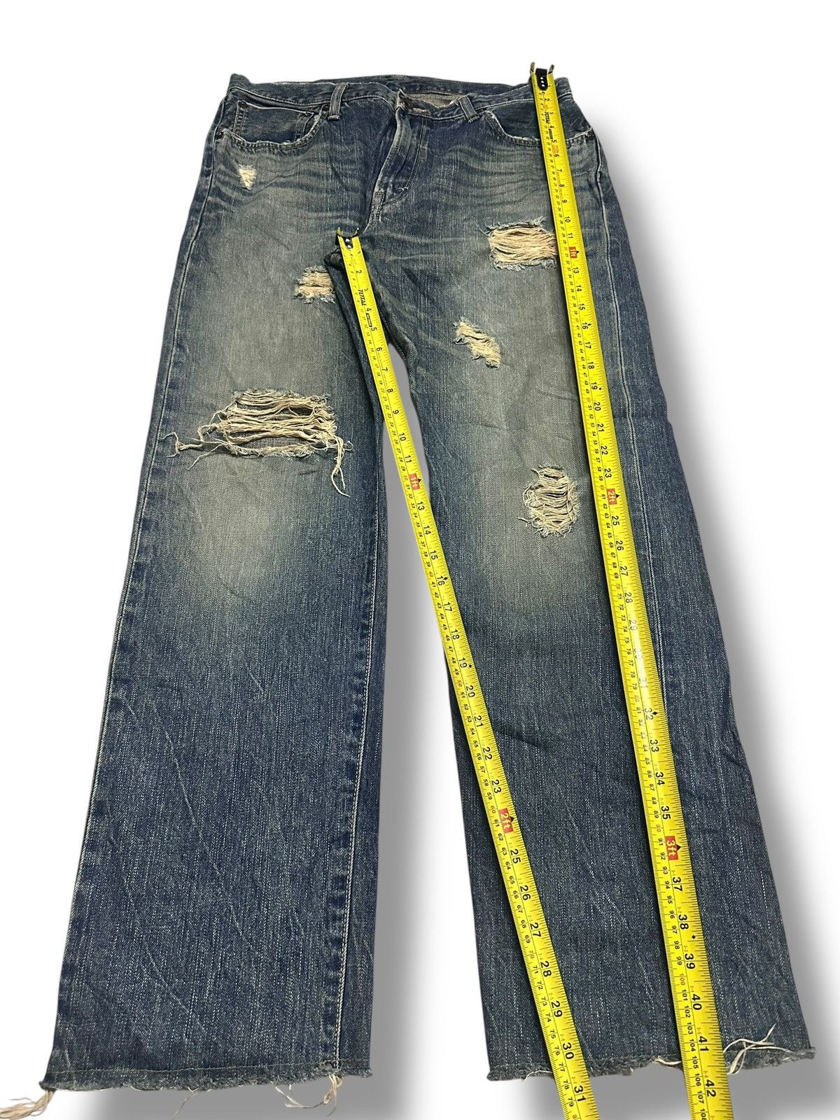 Edwin Edwin 505 Vintage 90's Selvedge Distressed Baggy & Mudwash Size US 33 - 12 Thumbnail
