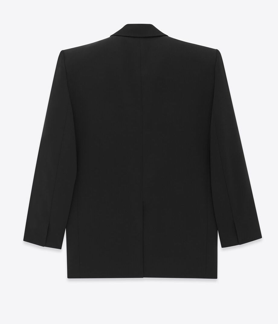 Saint Laurent Paris o1s1wg111224 Trimmed Grain De Poudre Wool Blazer in Black Size US M / EU 48-50 / 2 - 3 Thumbnail