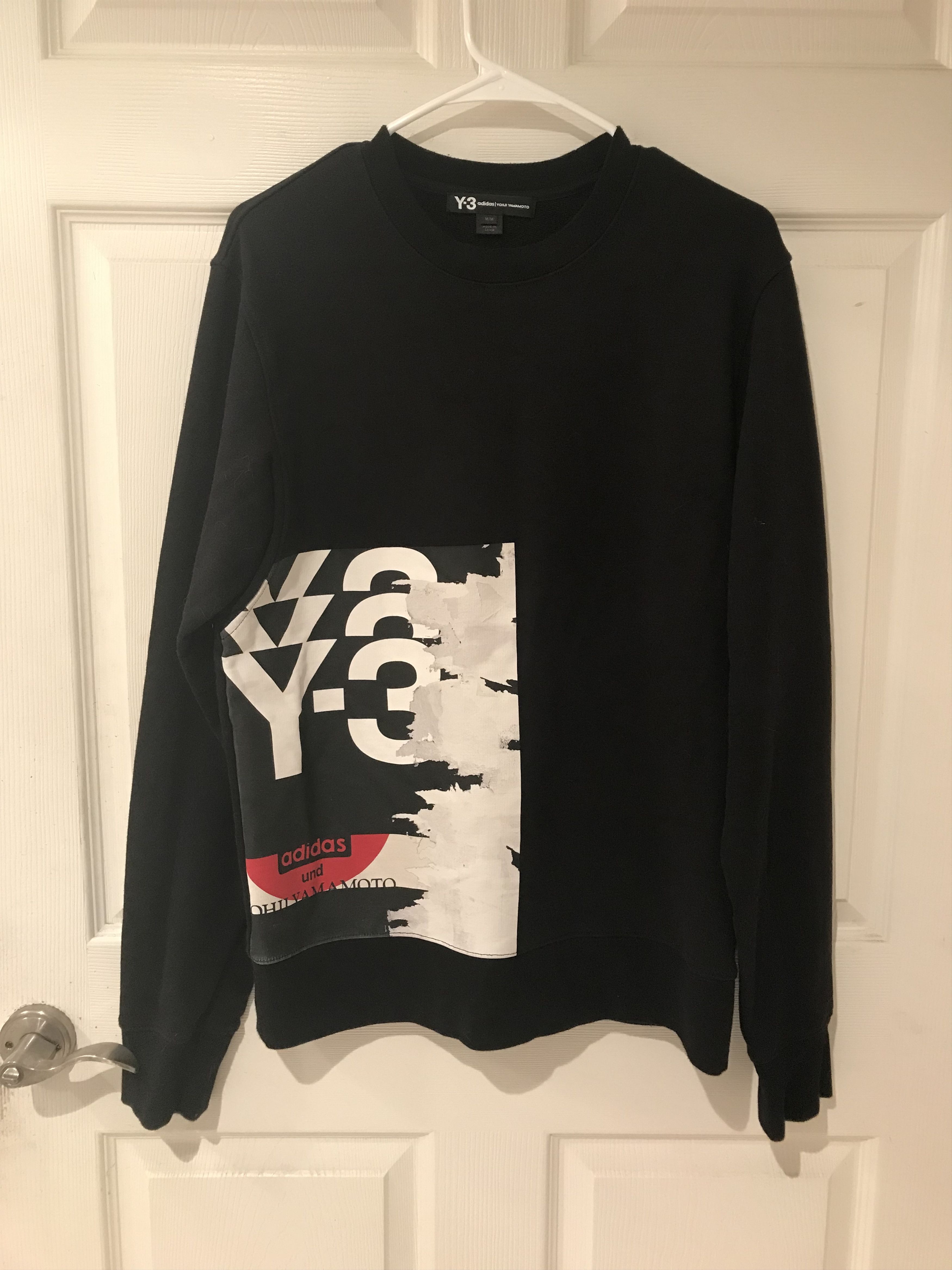 Adidas × Y-3 × Yohji Yamamoto Y-3 Yohji Yamamoto Asymmetrical Glitch Graphic Logo Sweater Size US M / EU 48-50 / 2 - 1 Thumbnail