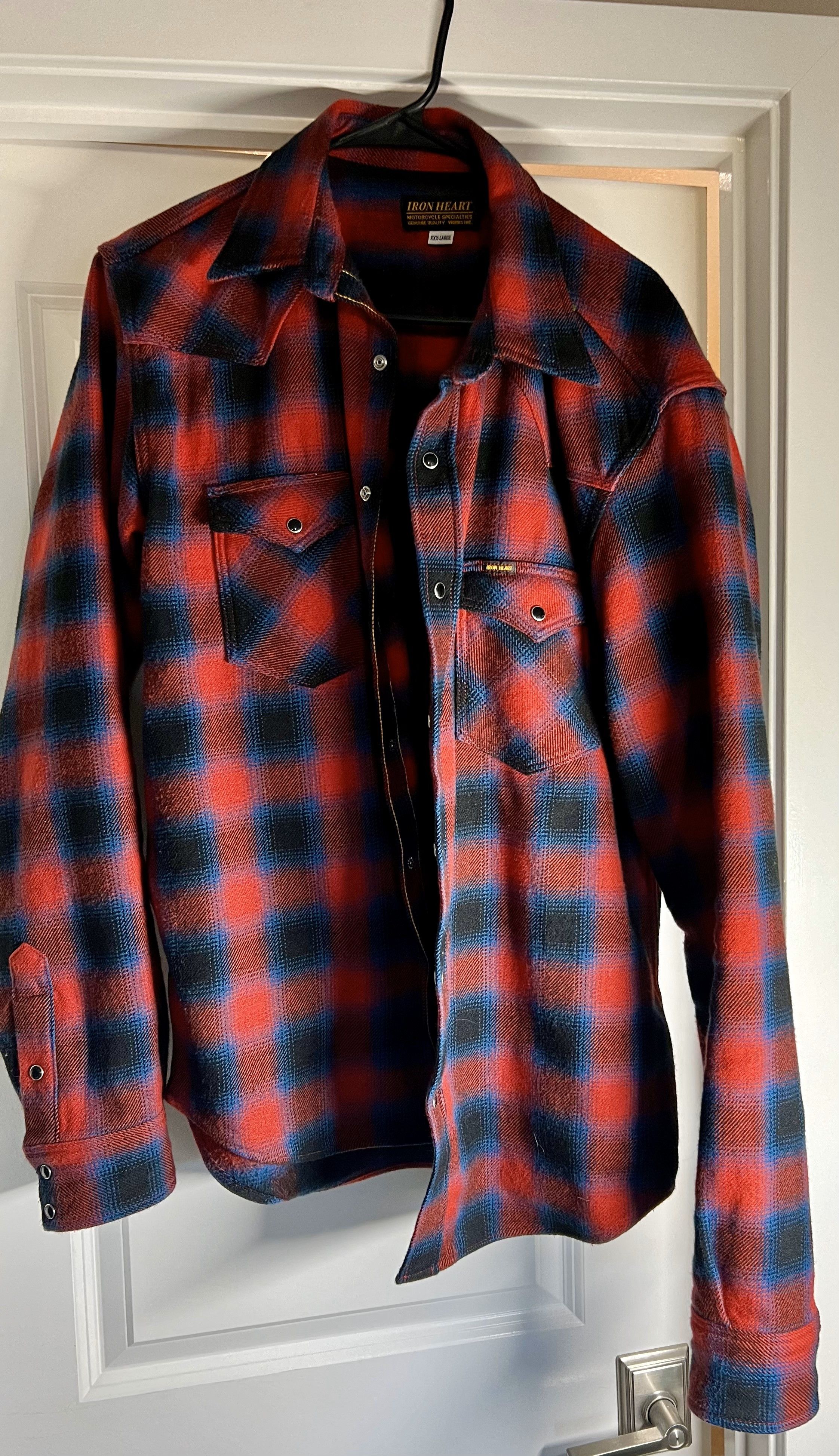 Iron Heart Ultra Heavy Flannel Ombré Check Western Shirt Red Grailed