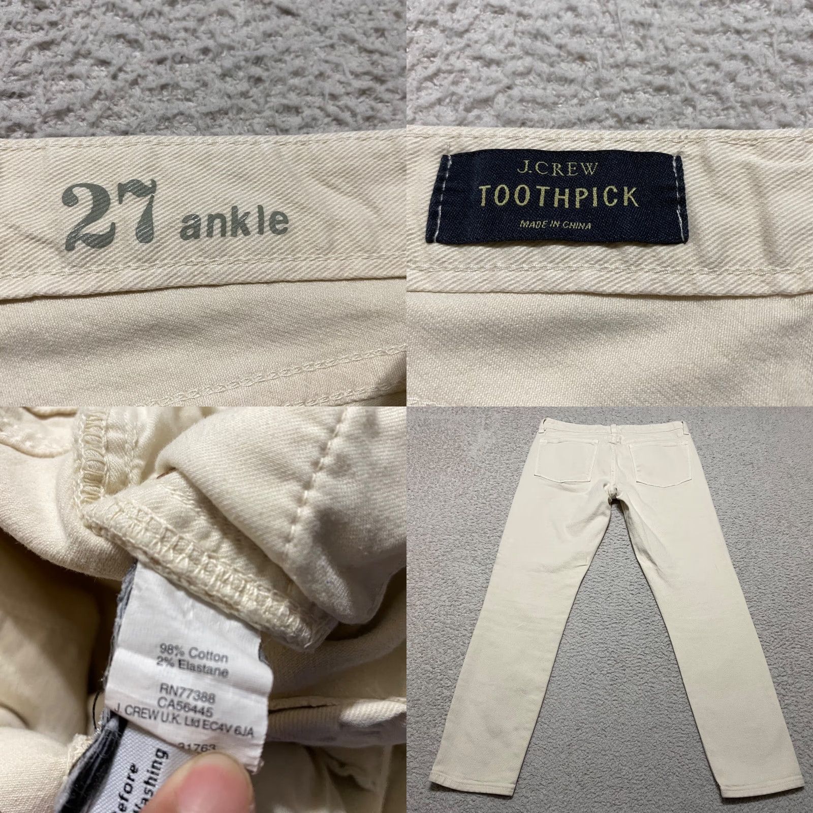 J.Crew J.CREW Jeans Womens 27 Beige Denim Light Wash Toothpick Skinny Low Rise 5-Pocket Regular Cap Rise Women Jeans - 90s? Size 27" / US 4 / IT 40 - 8 Thumbnail
