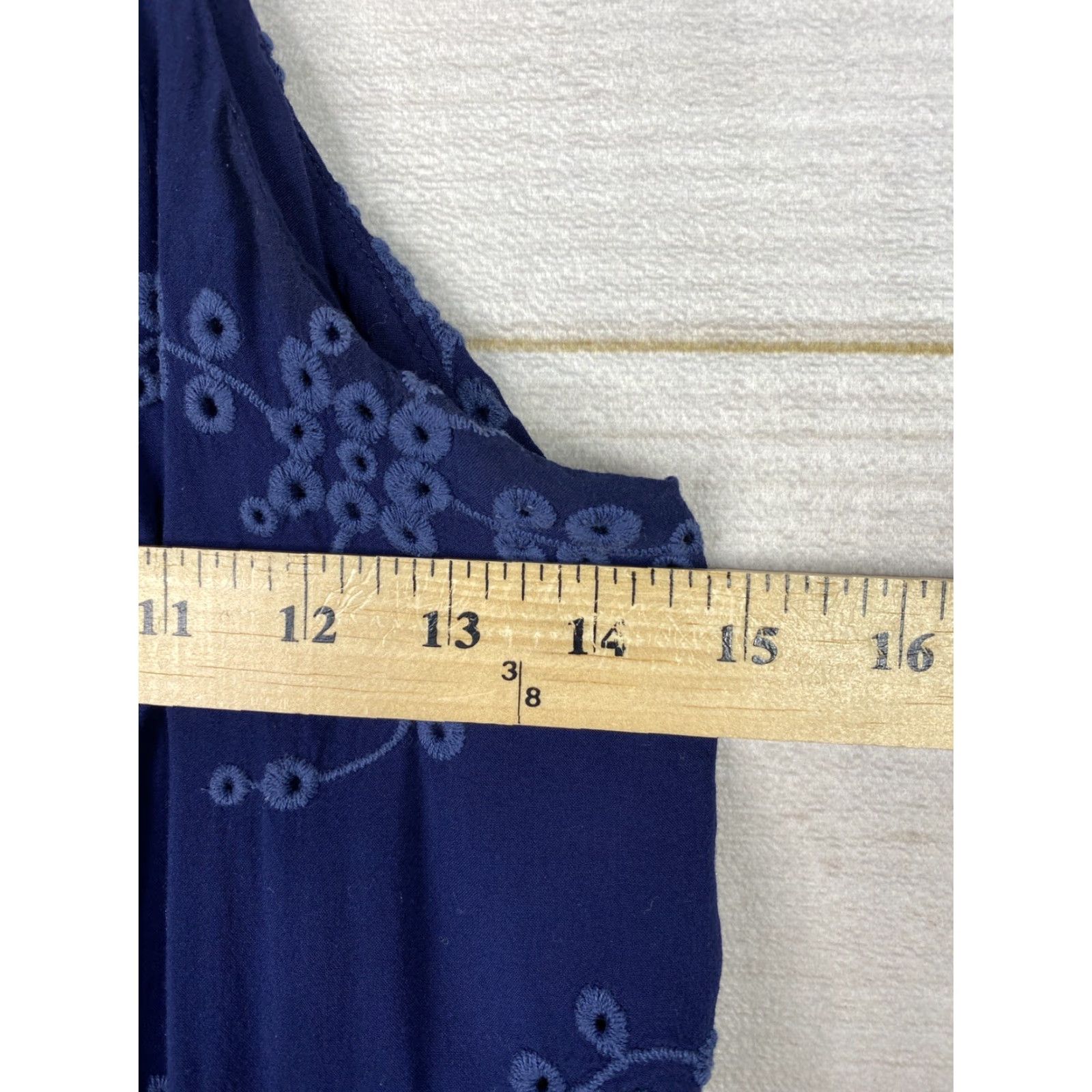 Vintage Maurices Blouse Womens M Blue Sleeveless Lined Floral Printed Flowy Lightweight Knit Spaghetti Strap Size M / US 6-8 / IT 42-44 - 7 Thumbnail
