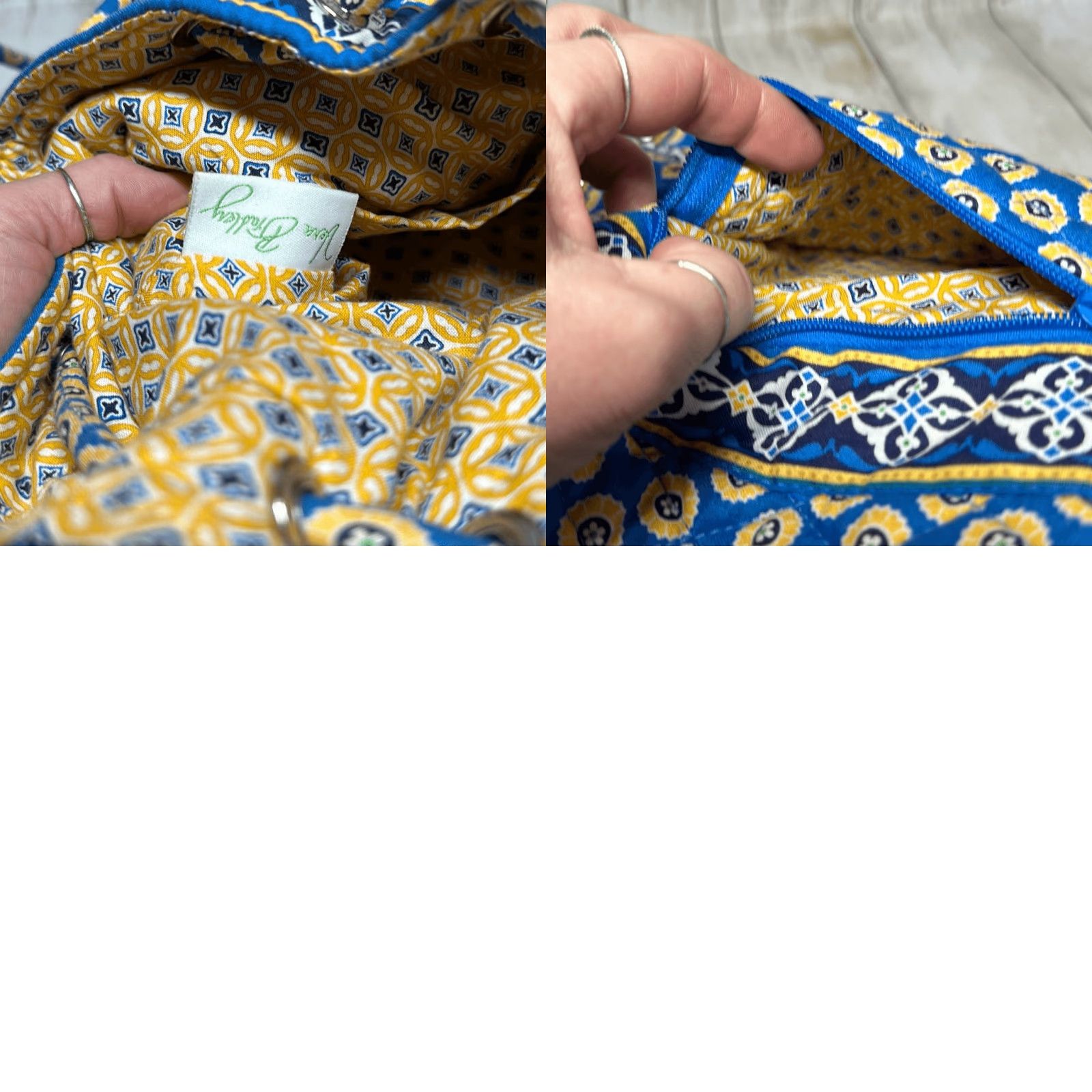 Vera Bradley Vera Bradley Tote Shoulder Bag Handbag Purse Riviera Blue Multicolor Yellow Medium Womens Boys/Girls? Size ONE SIZE - 8 Thumbnail