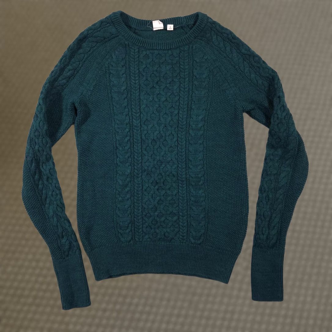Gap Gap Sweater Womens S Green Cable-Knit Crew Raglan Long Sleeve Pullover Casual Winter Shirt Size S / US 4 / IT 40 - 1 Thumbnail
