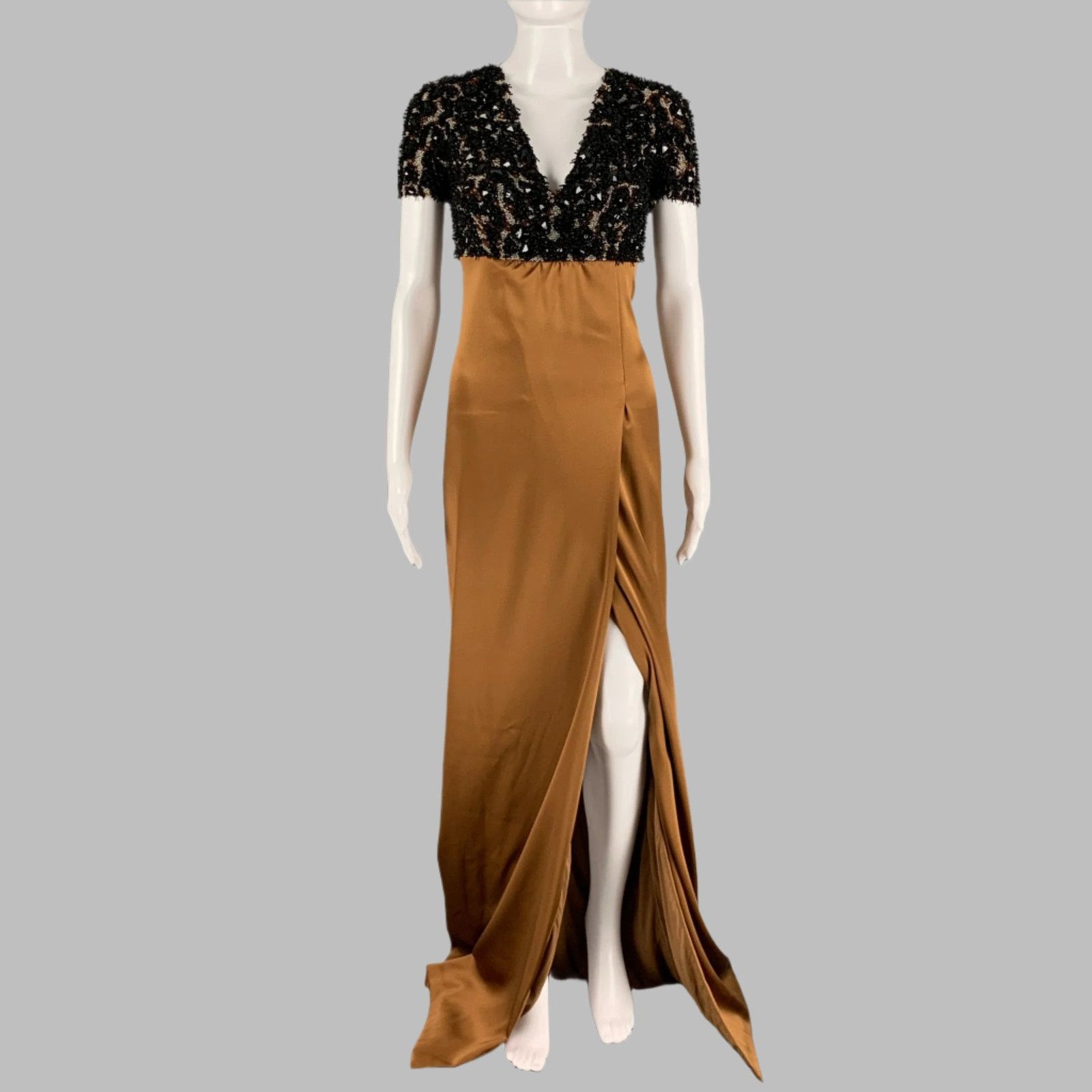 Burberry Prorsum BURBERRY PRORSUM Brown Camel Silk Evening Gown Long Dress Size XS / US 0-2 / IT 36-38 - 1 Thumbnail