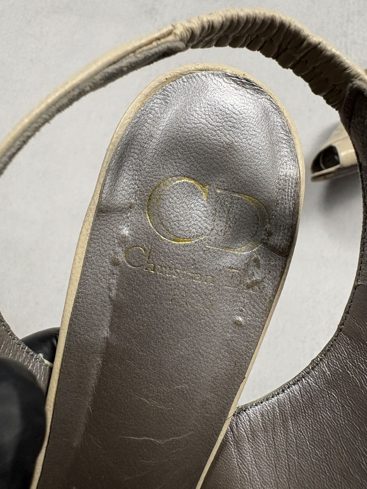 Dior Christian Dior Vintage Leather Slingback Heels Beige EU 38.5 Size US 8 / IT 38 - 10 Thumbnail