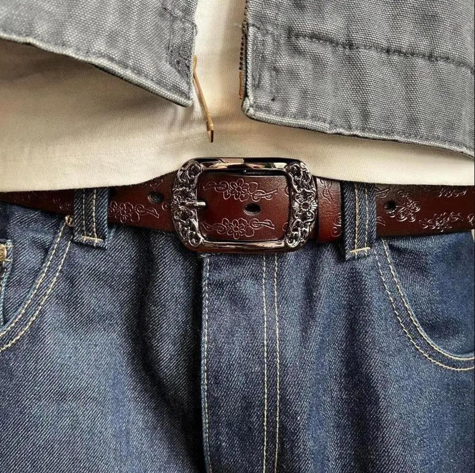 Other Stylish Leather Belt with Decorative Buckle Size ONE SIZE - 1 Thumbnail