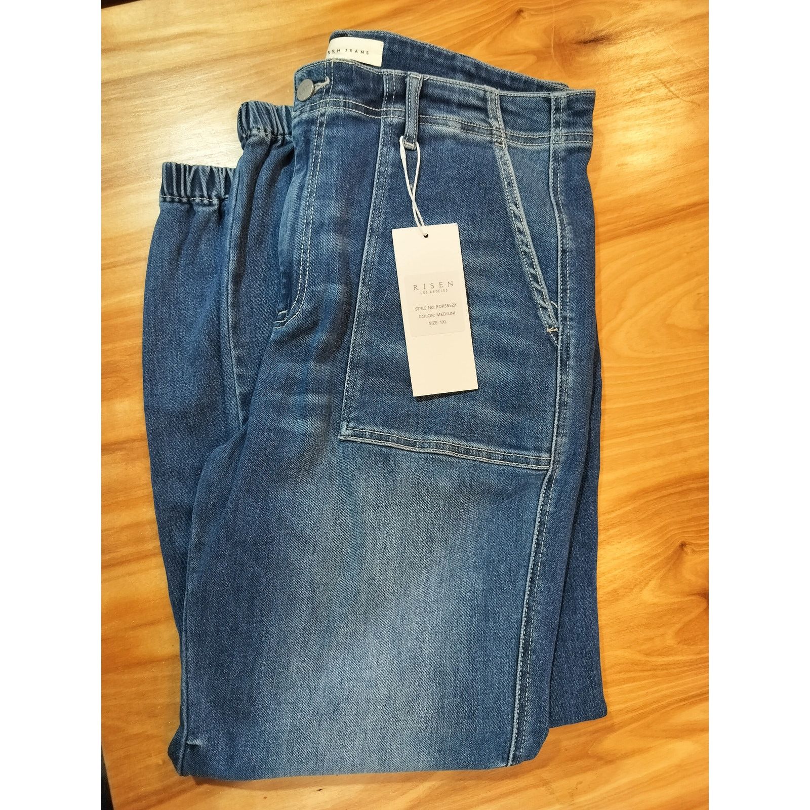 Other RISEN LA Denim Jogger Jeans High Rise Medium Wash 1XL Size 36" / US 14 / IT 50 - 6 Thumbnail