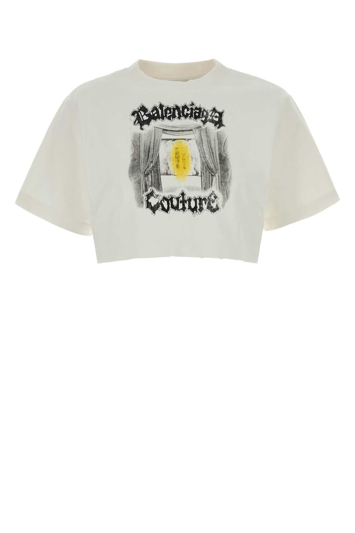 Balenciaga White Cotton T-Shirt Size M / US 6-8 / IT 42-44 - 1 Thumbnail