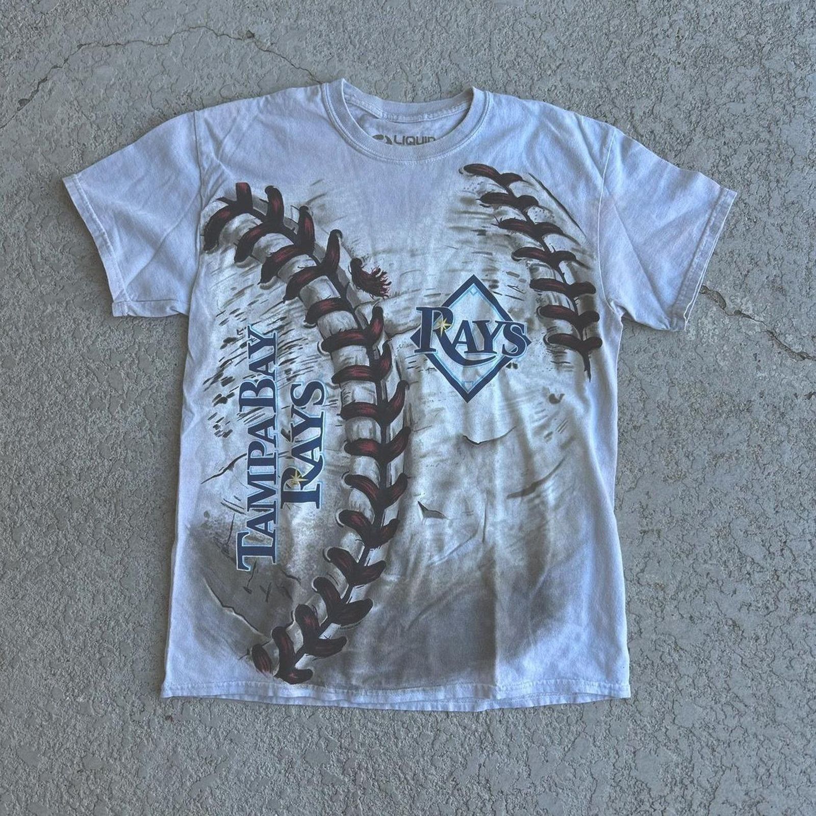 Liquid Blue Y2K Tampa Bay Rays Liquid Blue White Baseball Tee. Sz M Size US M / EU 48-50 / 2 - 1 Thumbnail