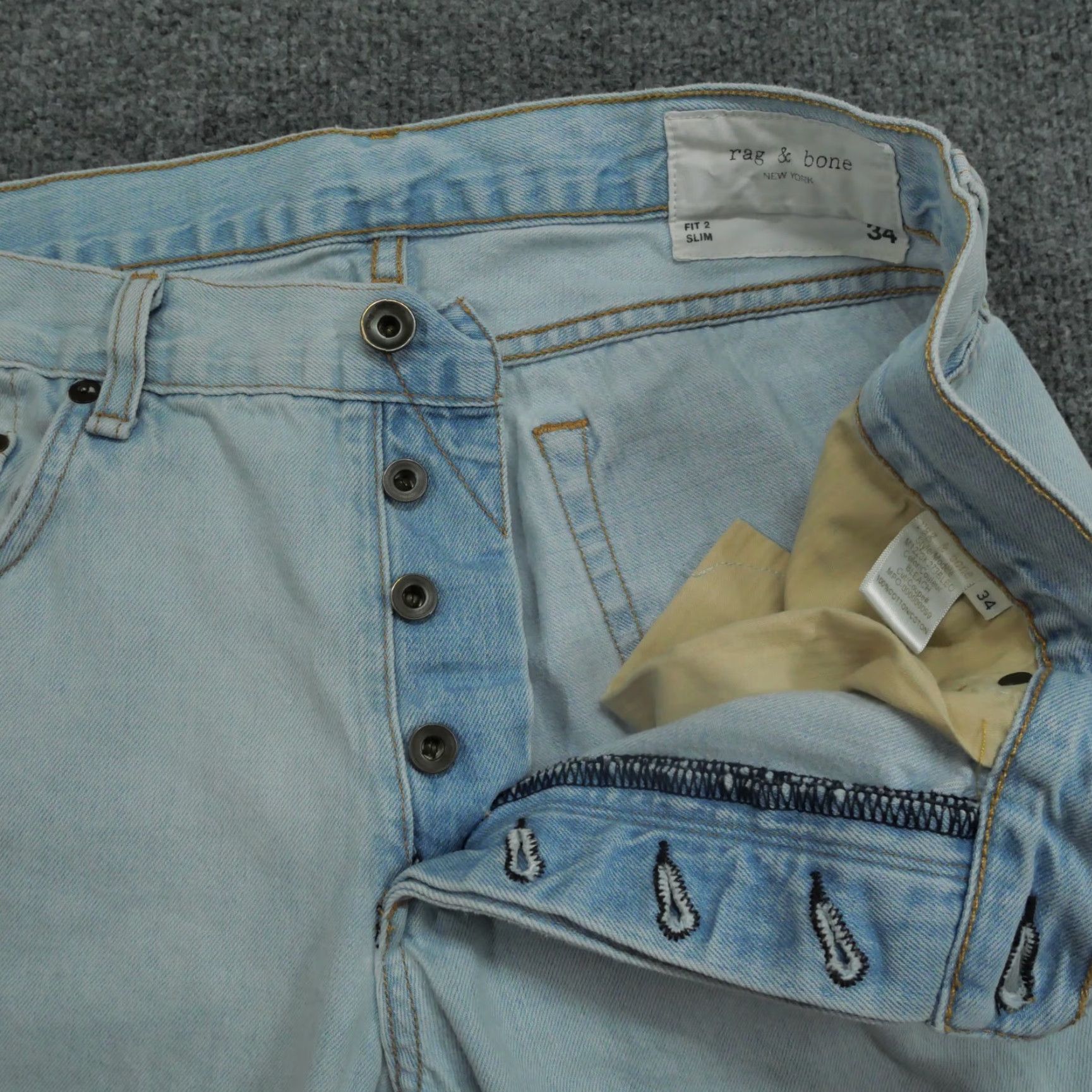Rag & Bone Rag & Bone Jeans Mens 34 Jeans Cropped Blue Denim Button Fly Fit 2 Slim 34x30 Relaxed Size US 34 / EU 50 - 3 Thumbnail