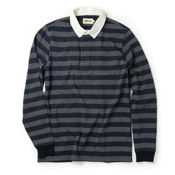 Taylor Stitch Taylor Stitch The Heavy Bag Rugby Shirt in navy blue stripe Size US XS / EU 42 / 0 - 3 Thumbnail