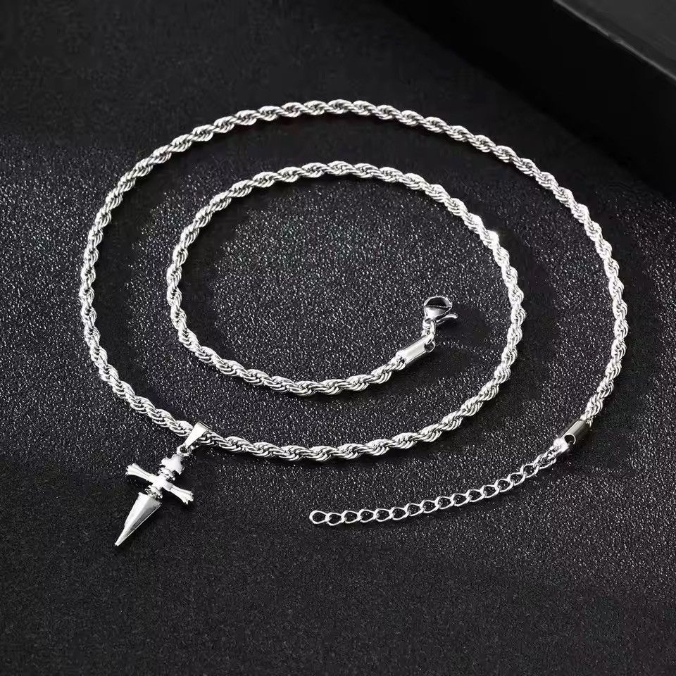 Jewelry Cross Dagger Pendant Necklace for Men Women Streetwear Size ONE SIZE - 8 Thumbnail