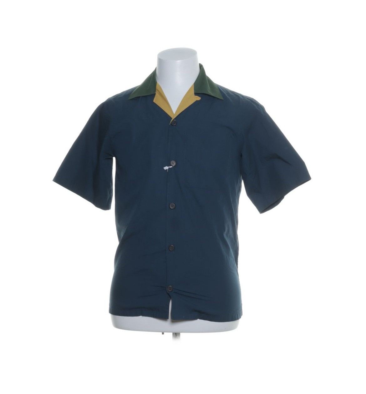 image of Prada S/s18 Bowling Camp Collar Button Up Shirt in Teal Green, Men's (Size XS)