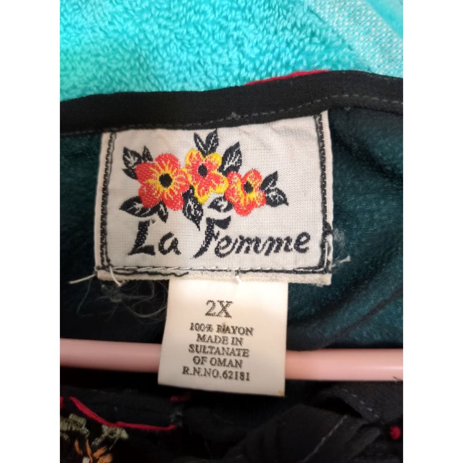 Vintage La Femme Blouse Shirt Womens 2XL Black Short Sleeve Round Neck Lace Chiffon Boho Classic Formal/Casual Shirt Size XXL / US 16-18 / IT 52-54 - 4 Thumbnail