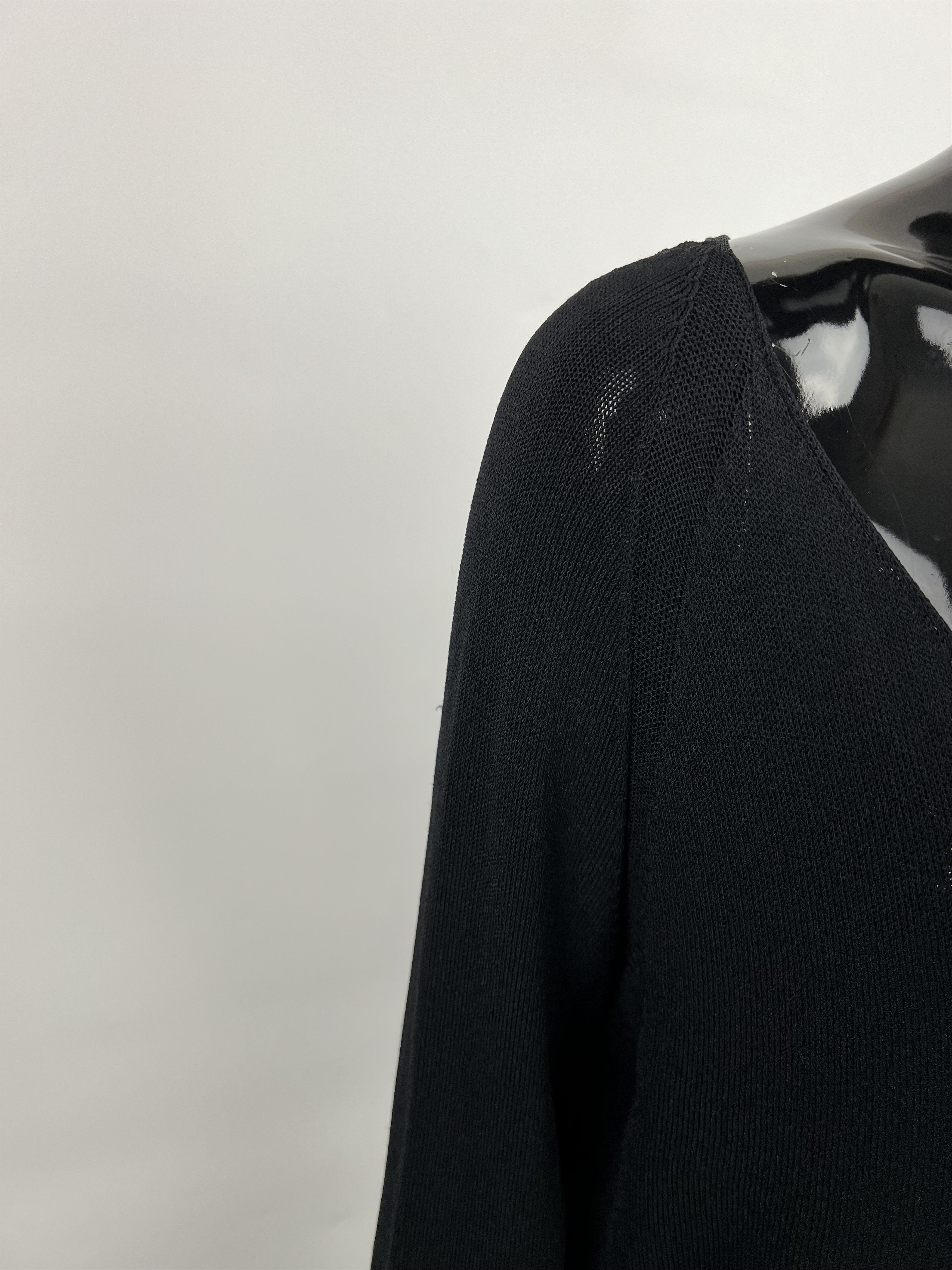Annette Gortz × Designer Annette Gortz Black V-Neck Long Sweater Oversized Size S / US 4 / IT 40 - 6 Thumbnail