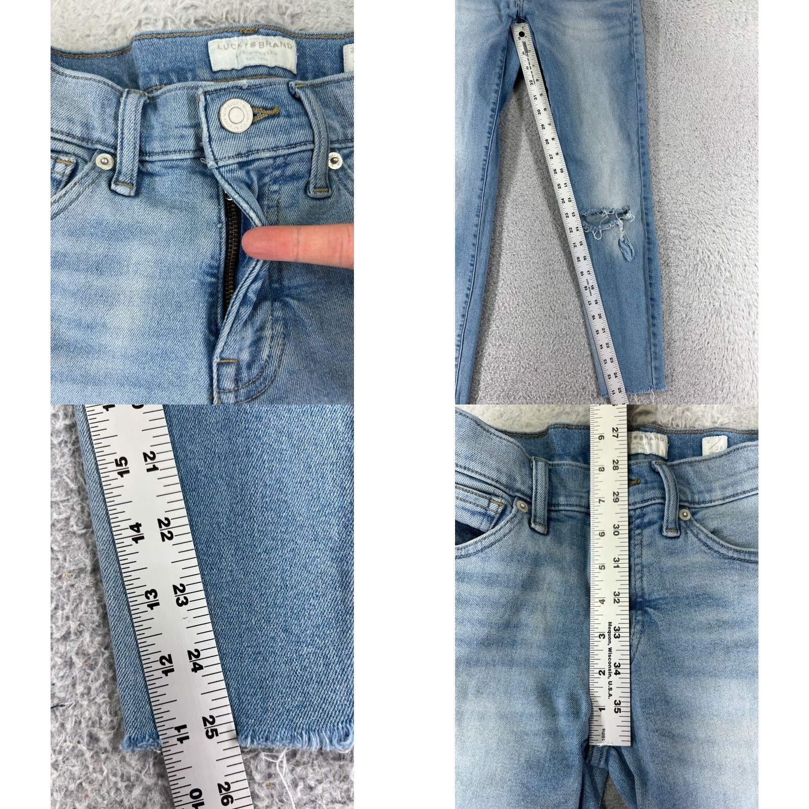 Denime Vintage Black Women's Skinny Jeans 2 Blue Denim Ankle Zip 90s Taper Raw Hem Size 26" / US 2 / IT 38 - 8 Thumbnail