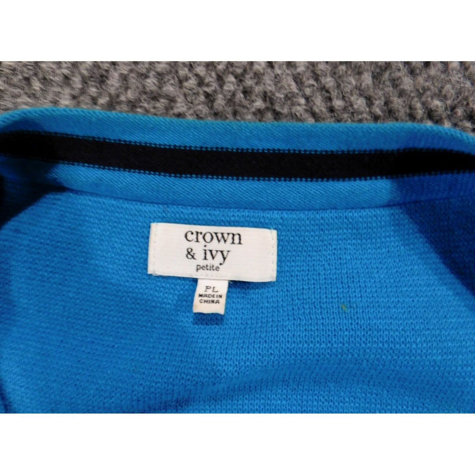 Vintage Crown & Ivy Womens Cardigan Sweater PL Petites Blue Crew Neck Button Stretch Raglan Long Sleeve Knit Cotton Regular Size L / US 10 / IT 46 - 4 Thumbnail